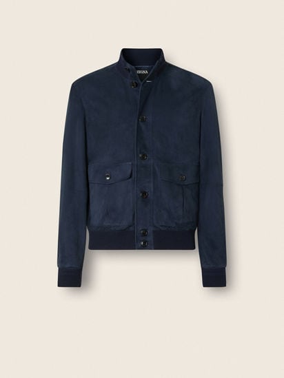 Dark Indigo Blue Suede Blouson SS26 37081392 | Zegna US