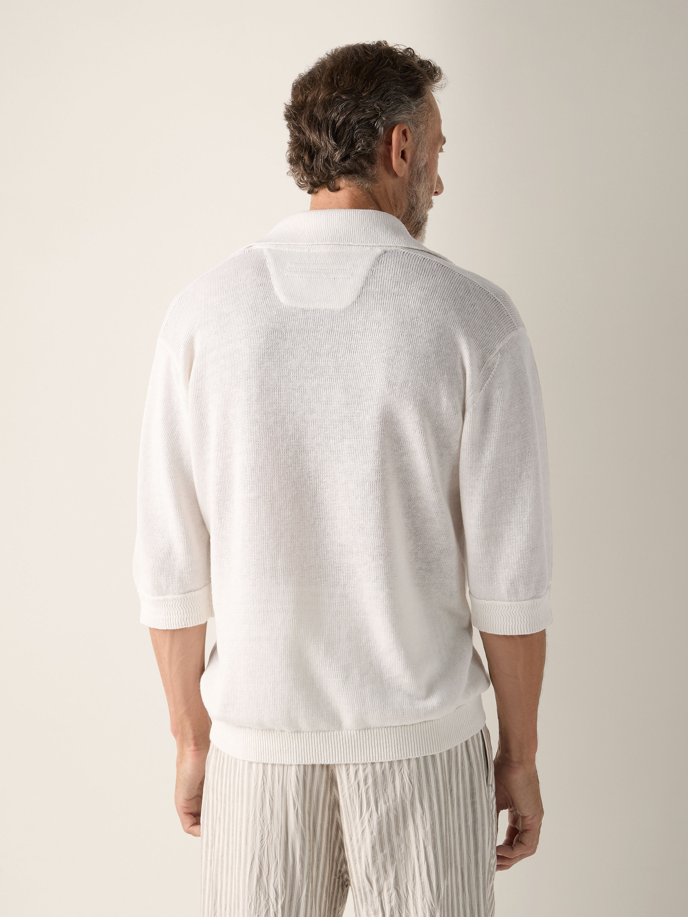 Poloshirt aus Oasi Lino in Weiß Detailfoto #4 des Produkts