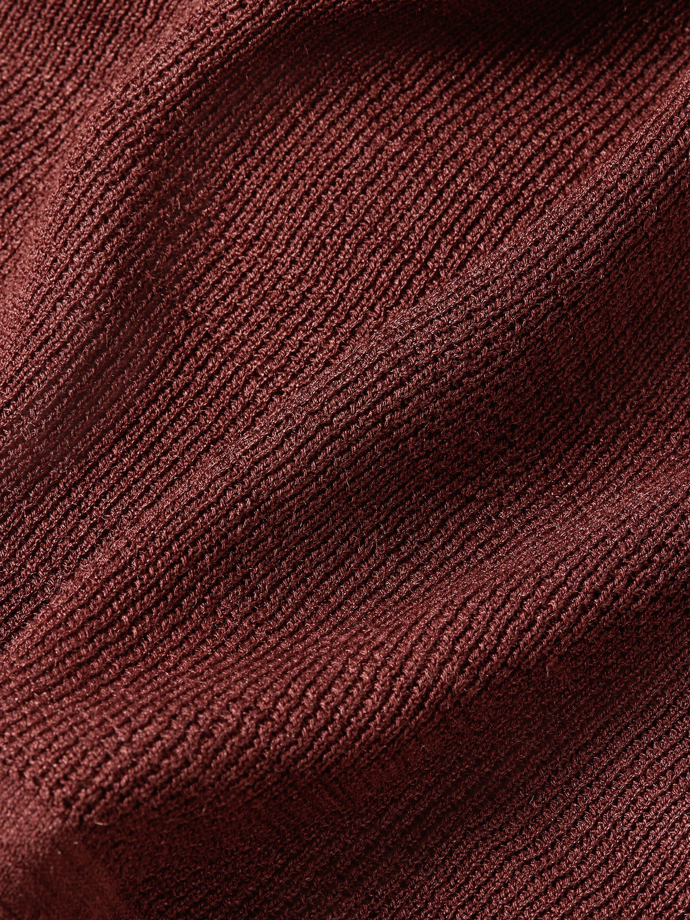 Poloshirt aus Oasi Lino in Dunkelweinrot Detailfoto #4 des Produkts