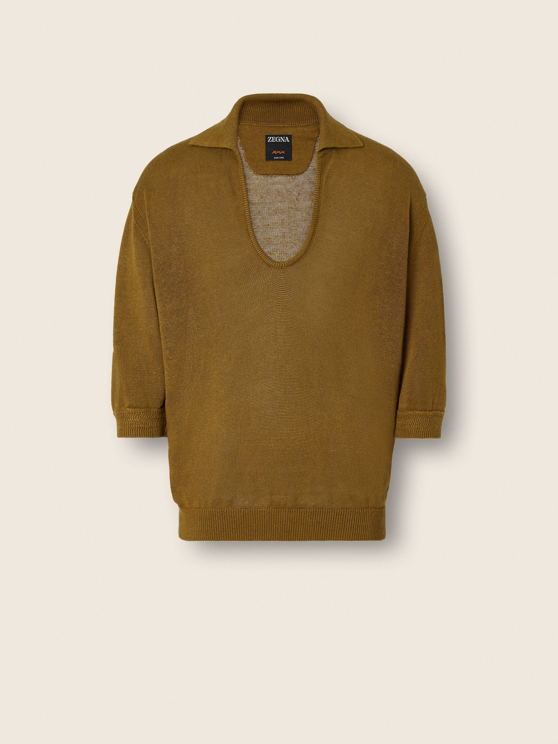 올리브 그린 Oasi Lino 폴로 셔츠 제품 메인 사진