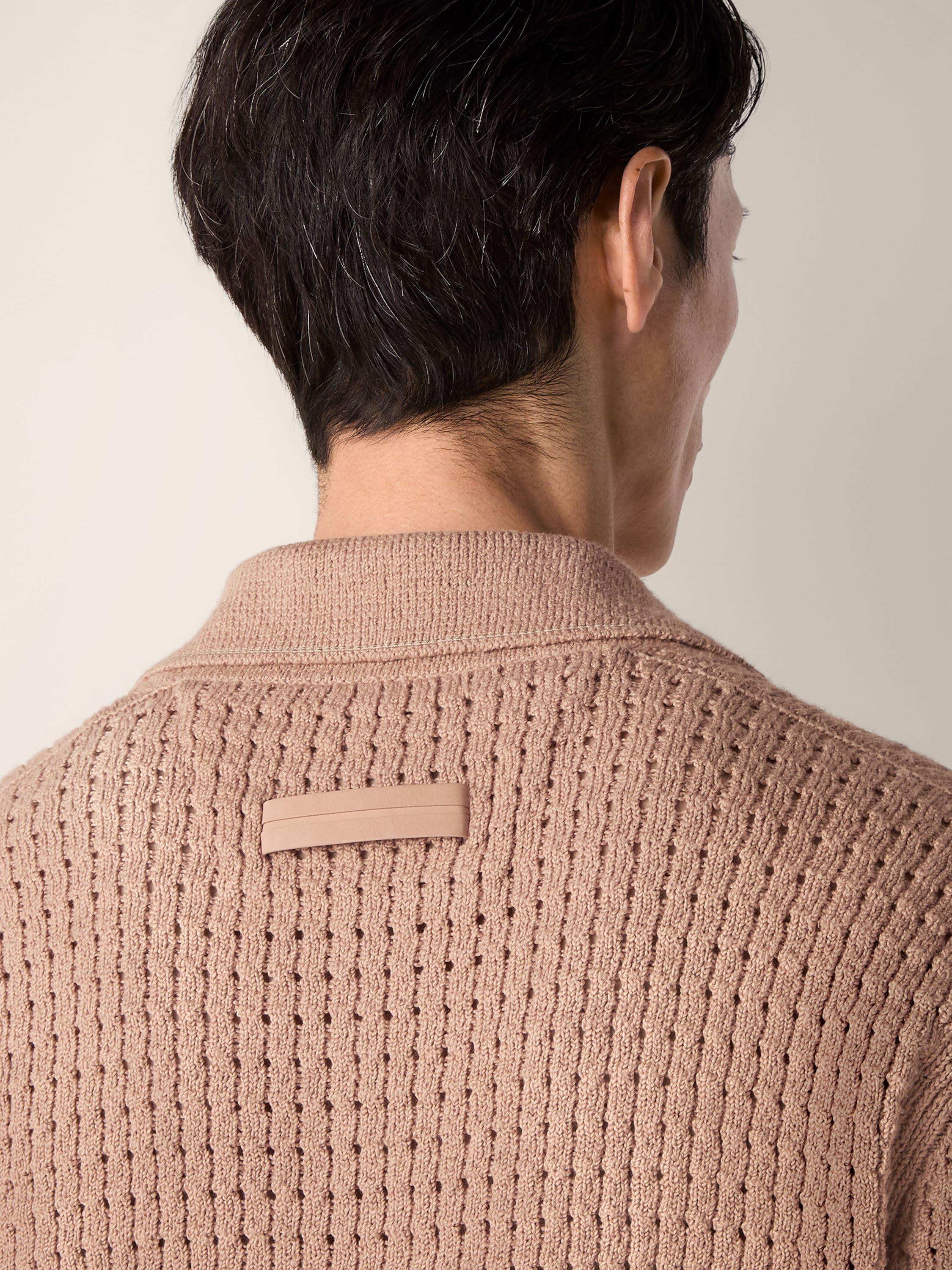 Beige Cotton and Linen Polo Shirt Product detail photo #1