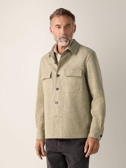 Crossover Linen Wool and Silk Blend Overshirt SS26 37147255 | Zegna CA
