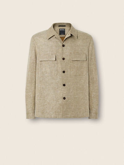 Crossover Linen Wool and Silk Blend Overshirt SS26 37147255 | Zegna US