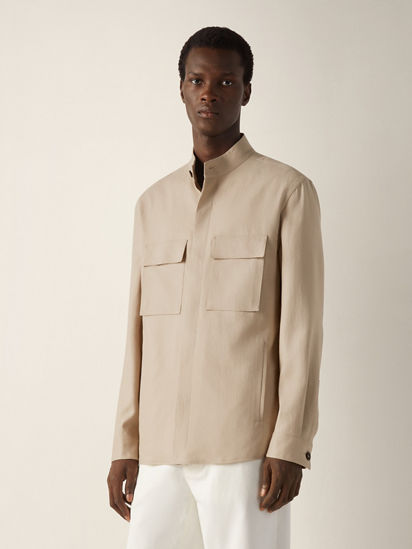 50s MASLAND プルオーバー　フィッシングシャツ Oasi Lino Overshirt SS26 37147325 | Zegna US