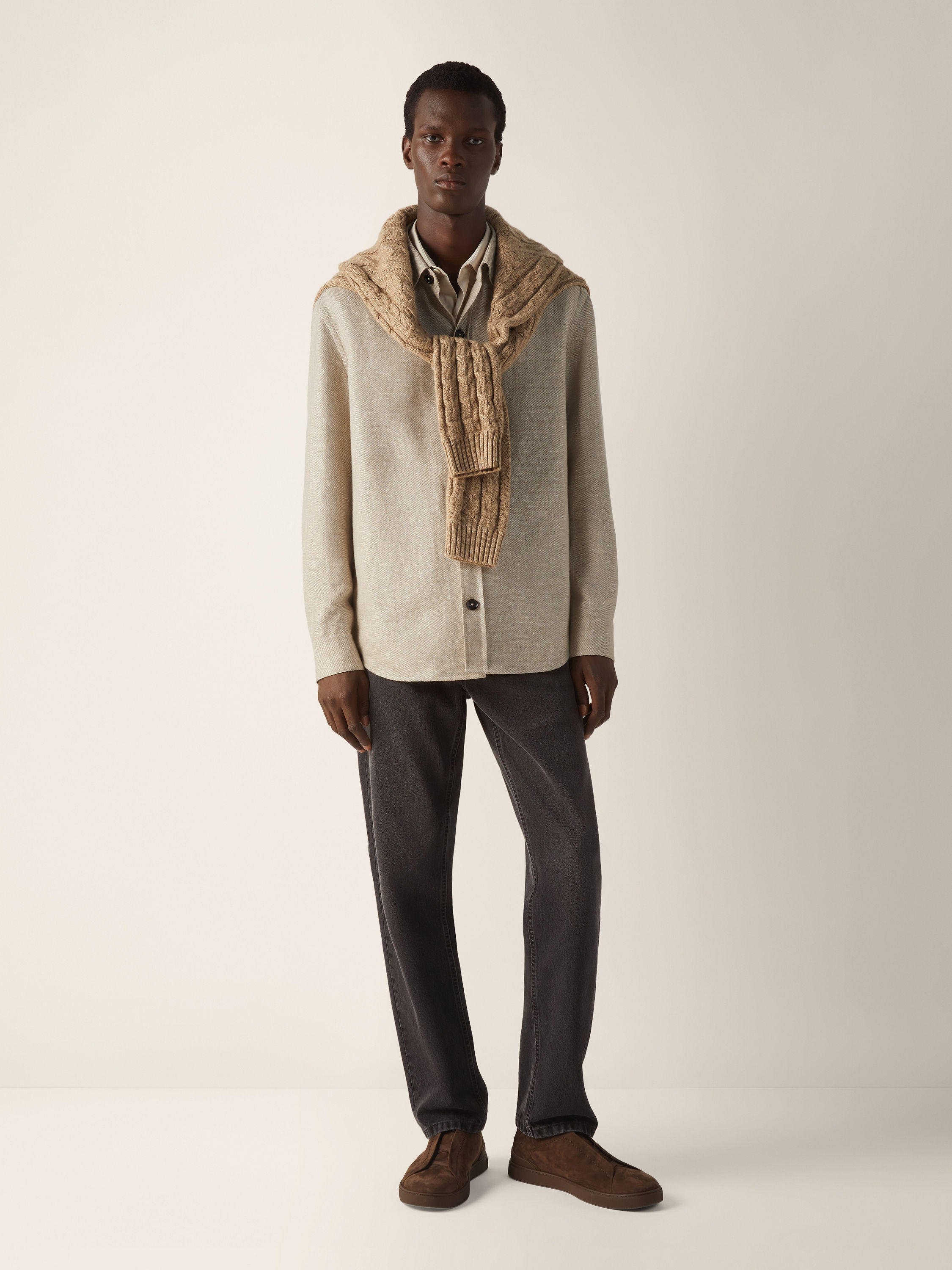 Hemdjacke aus Kaschmir, Leinen und Seide Detailfoto #1 des Produkts