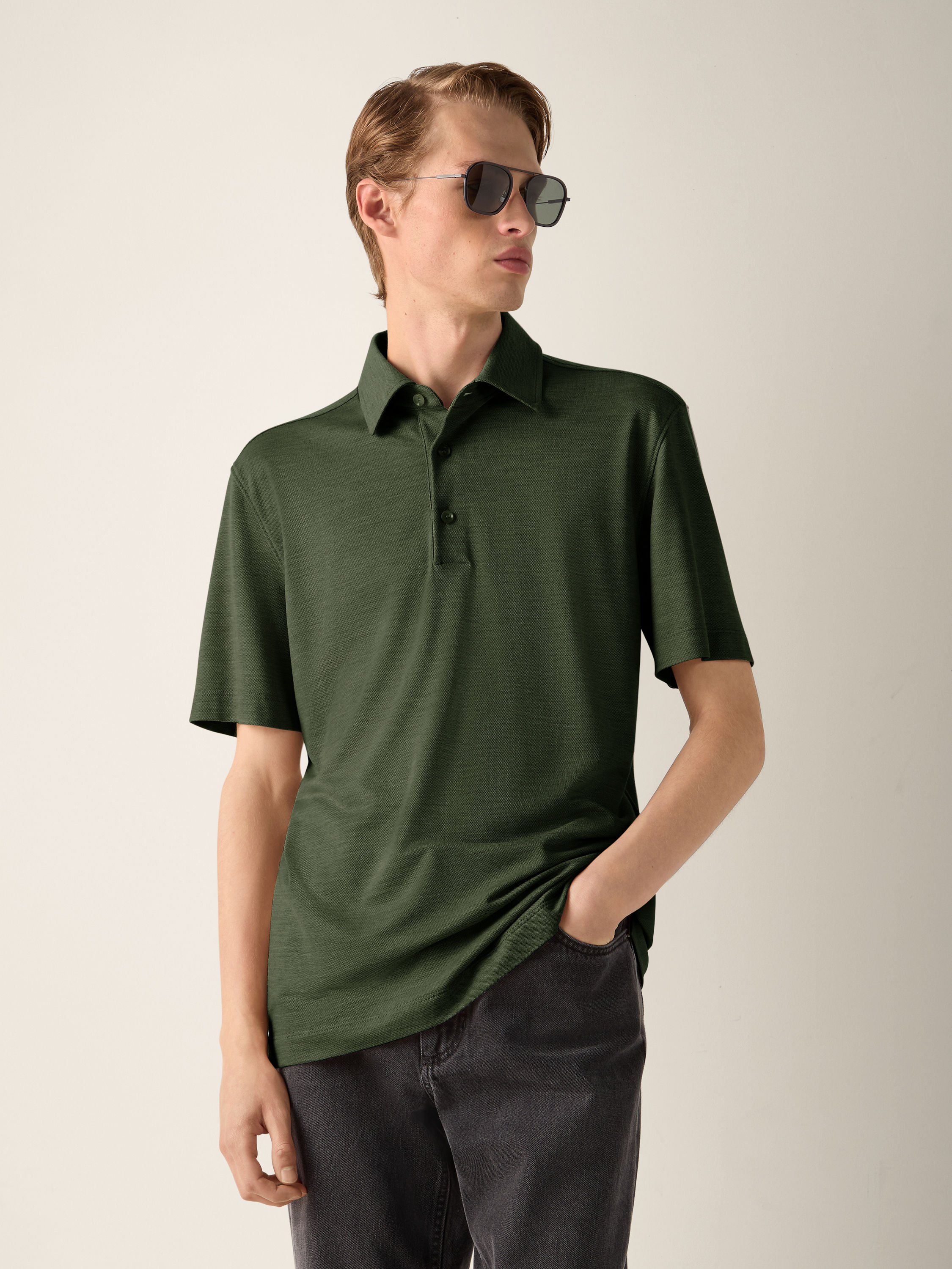 Pine Green Vellus Aureum Polo Shirt Product detail photo #2