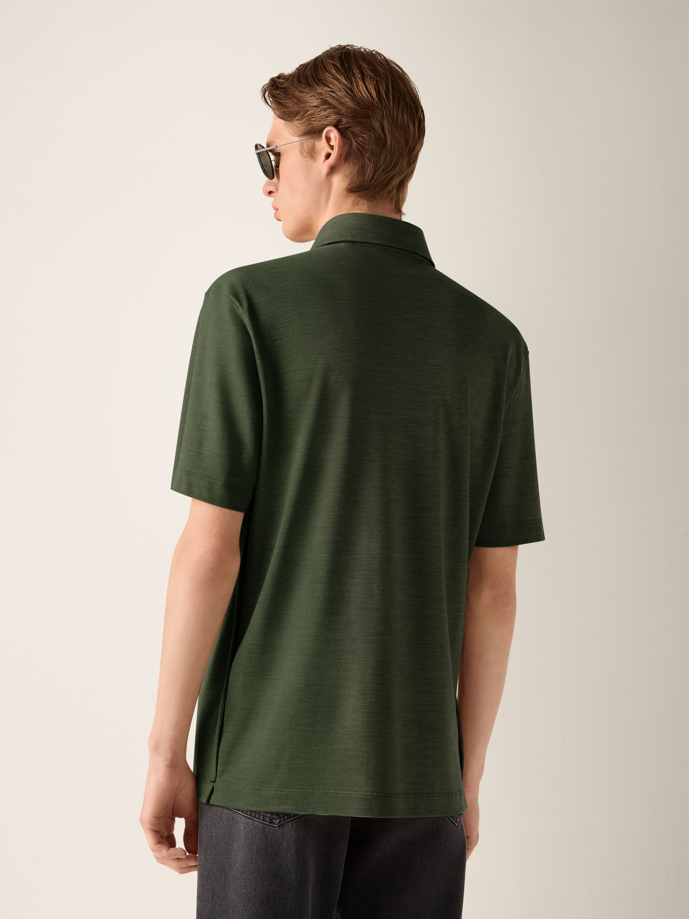 Pine Green Vellus Aureum Polo Shirt Product detail photo #3