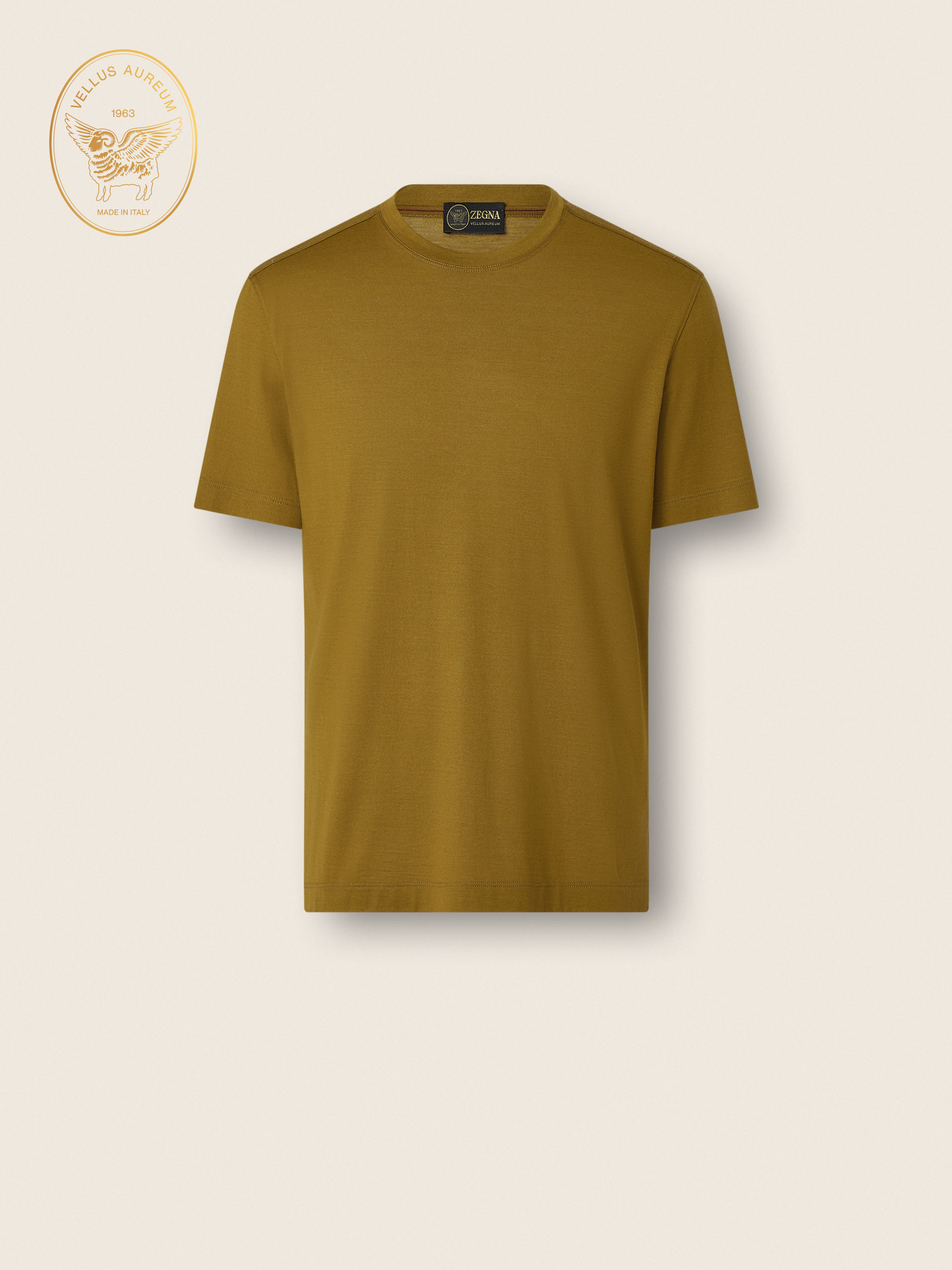 T-Shirt aus Vellus Aureum in Olivgrün Hauptproduktfoto