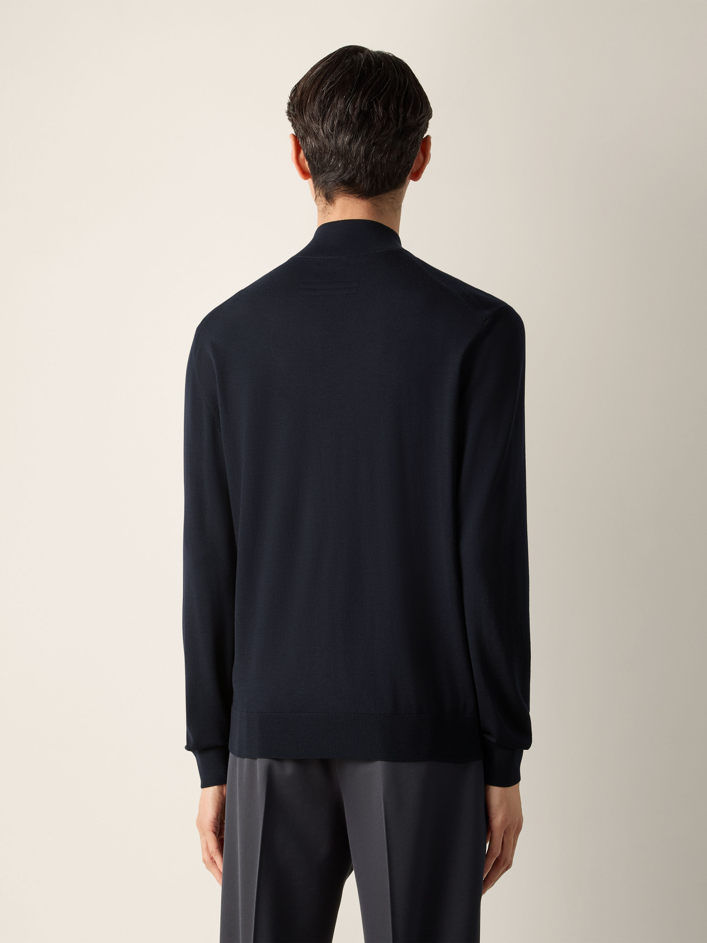 Navy Blue Trofeo 15milmil15 Wool Full Zip Cardigan Product detail photo #4