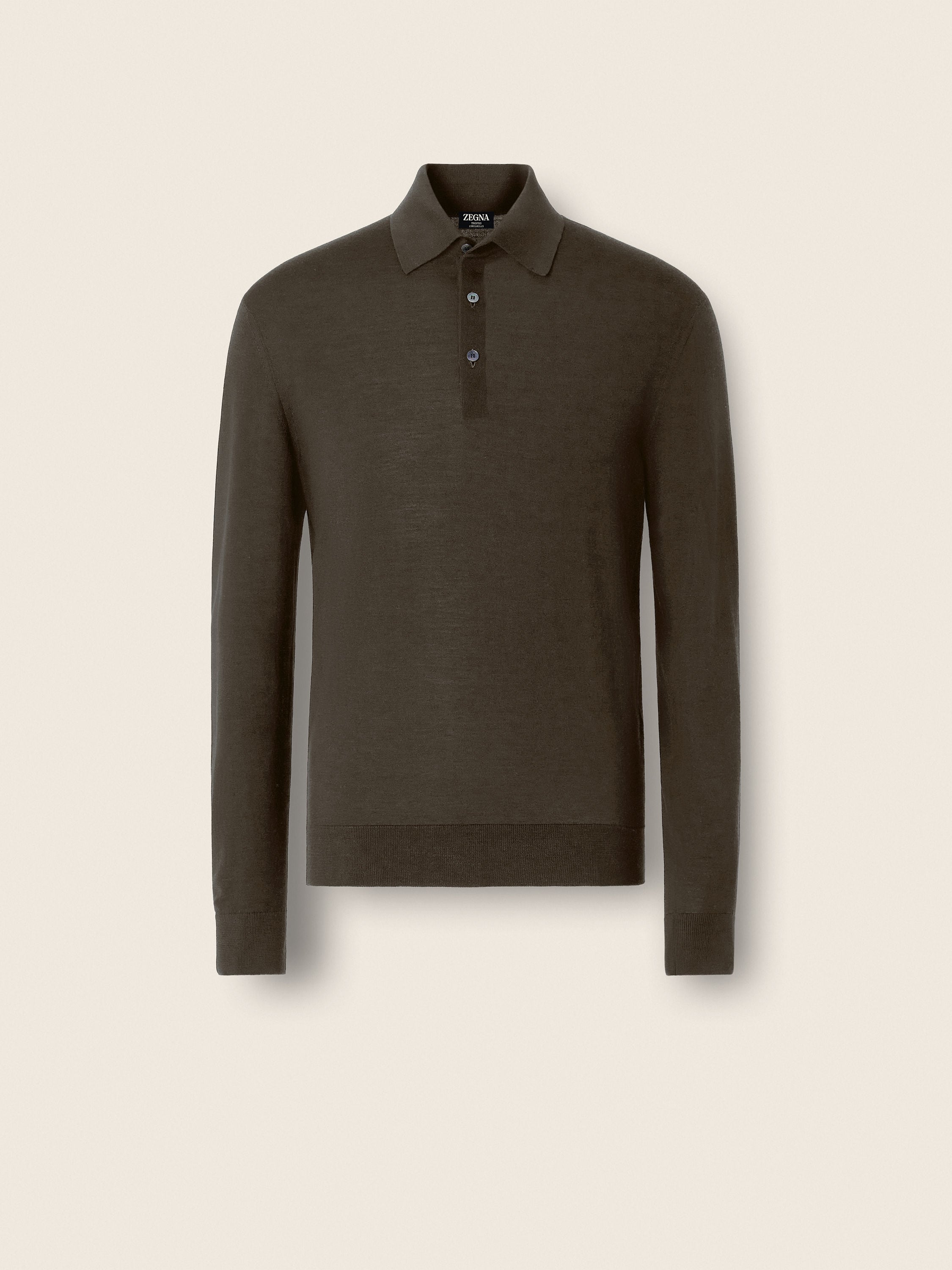Dark Olive Green Trofeo 15milmil15 Wool Polo Shirt Product detail photo #1