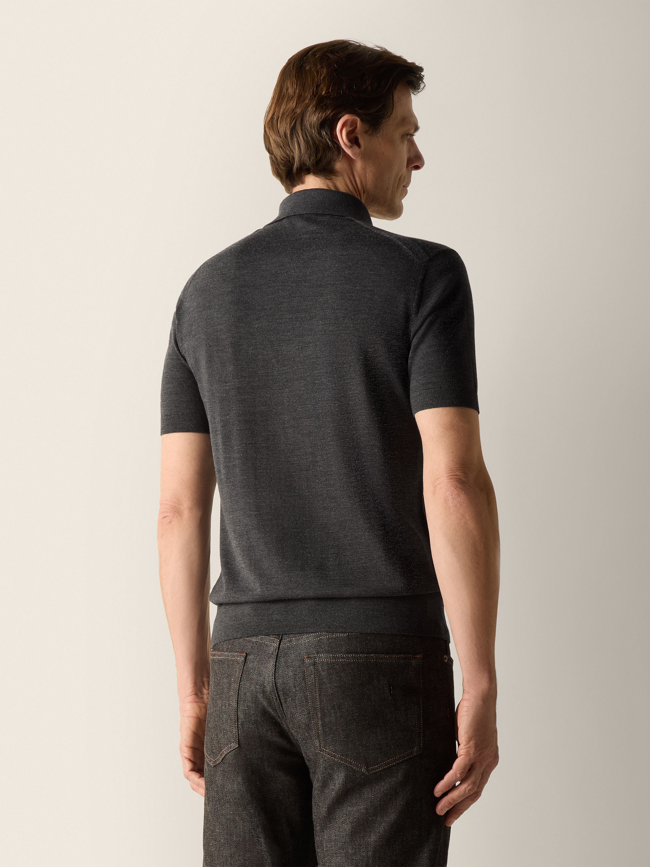 Dark Grey Mélange Trofeo 15milmil15 Wool Polo Shirt Product detail photo #4