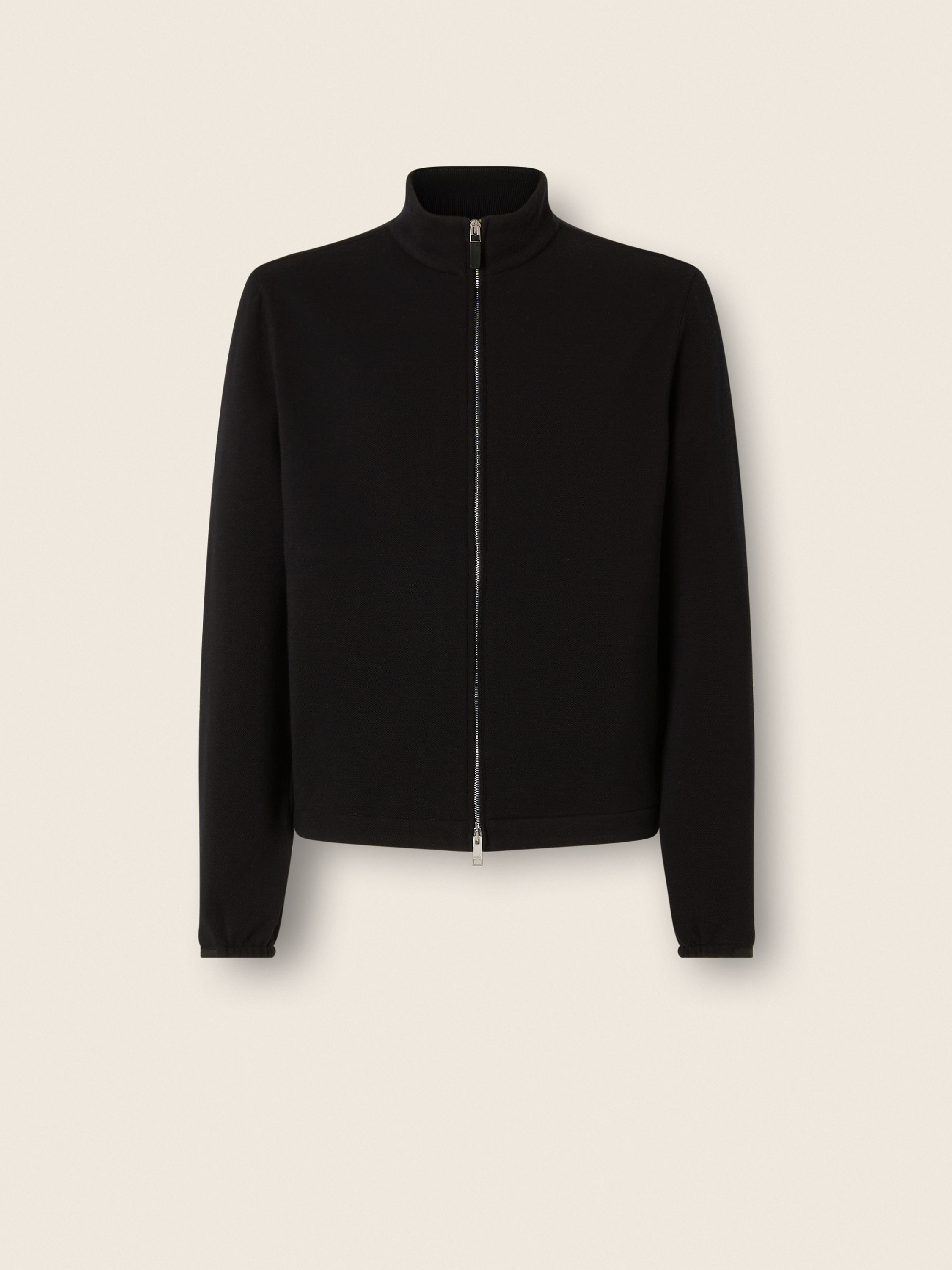Black Wool Cotton and Silk Full Zip Sweatshirt FW26 39279065