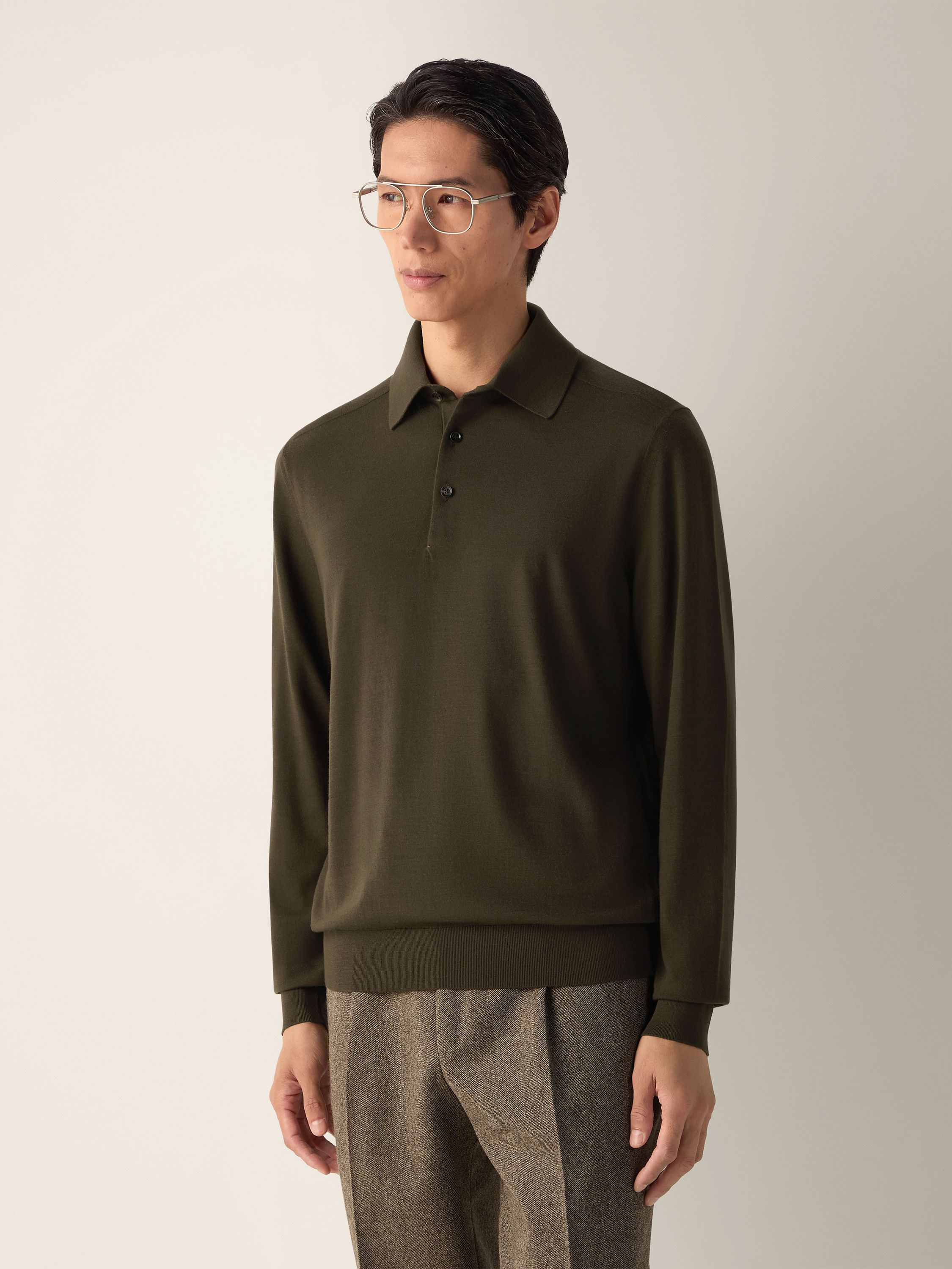 Dark Olive Green Vellus Aureum Polo Shirt Product detail photo #3