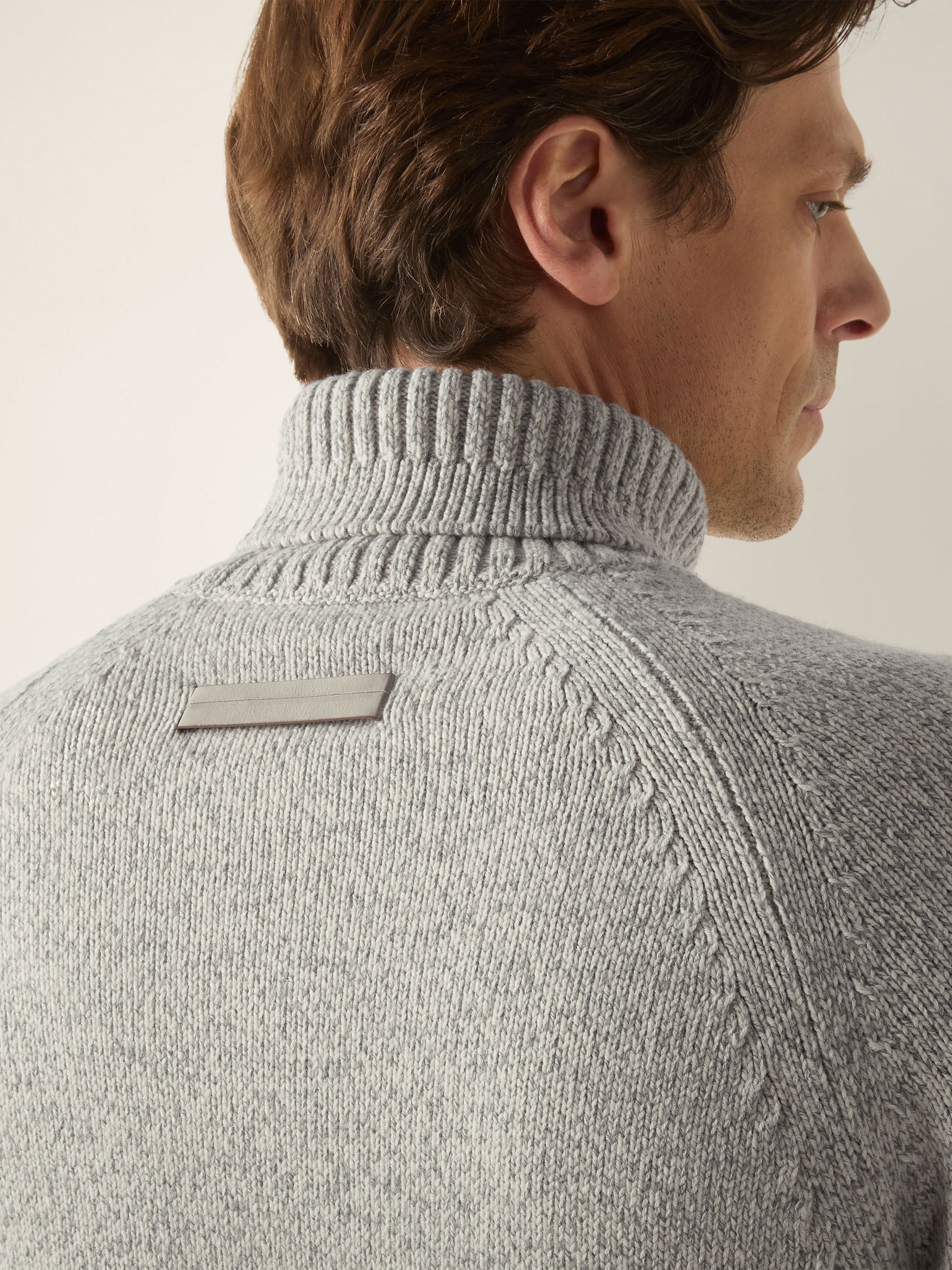 Cream White and Grey Vellus Aureum Turtleneck Product detail photo #1