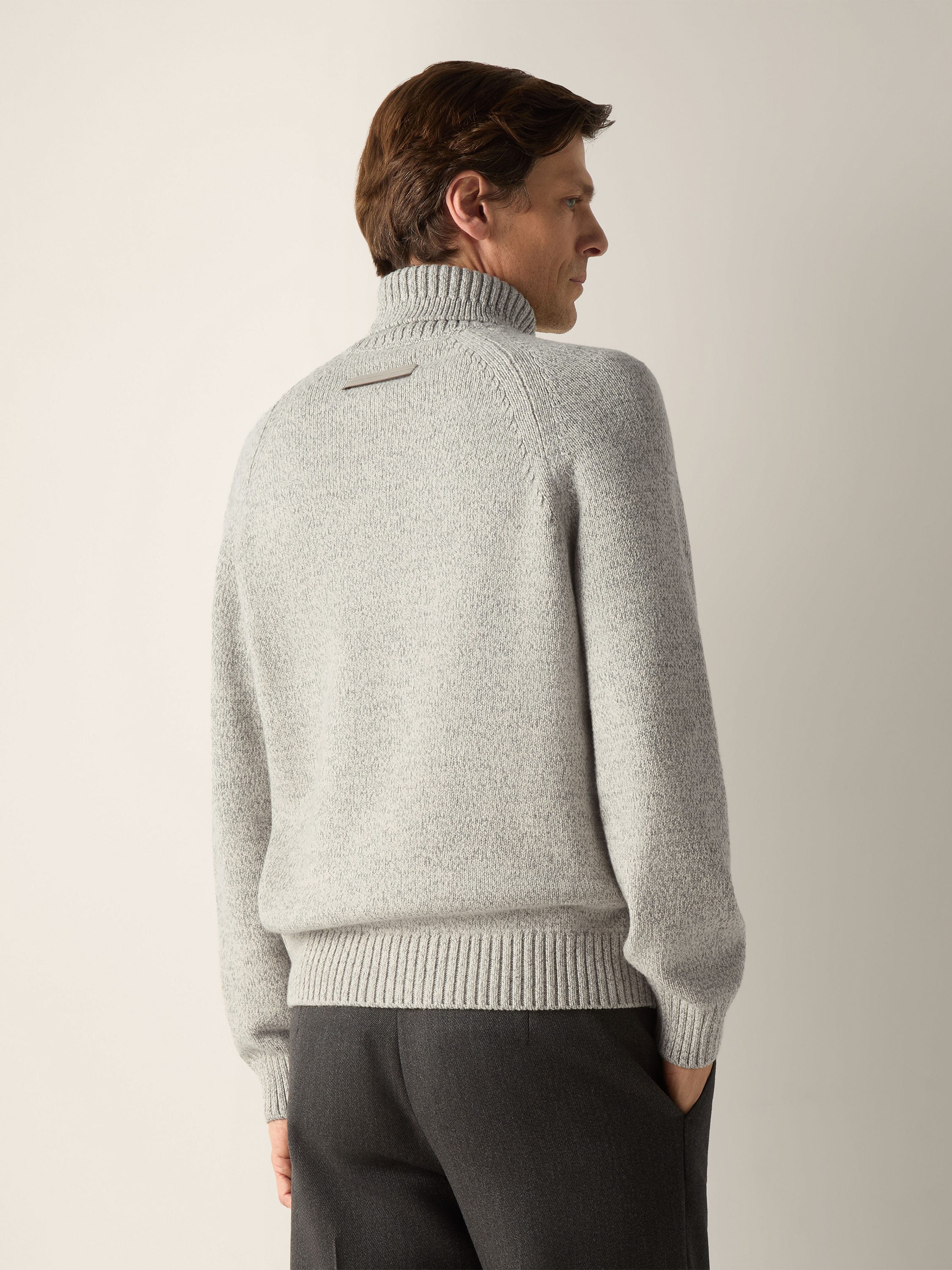 Cream White and Grey Vellus Aureum Turtleneck Product detail photo #5