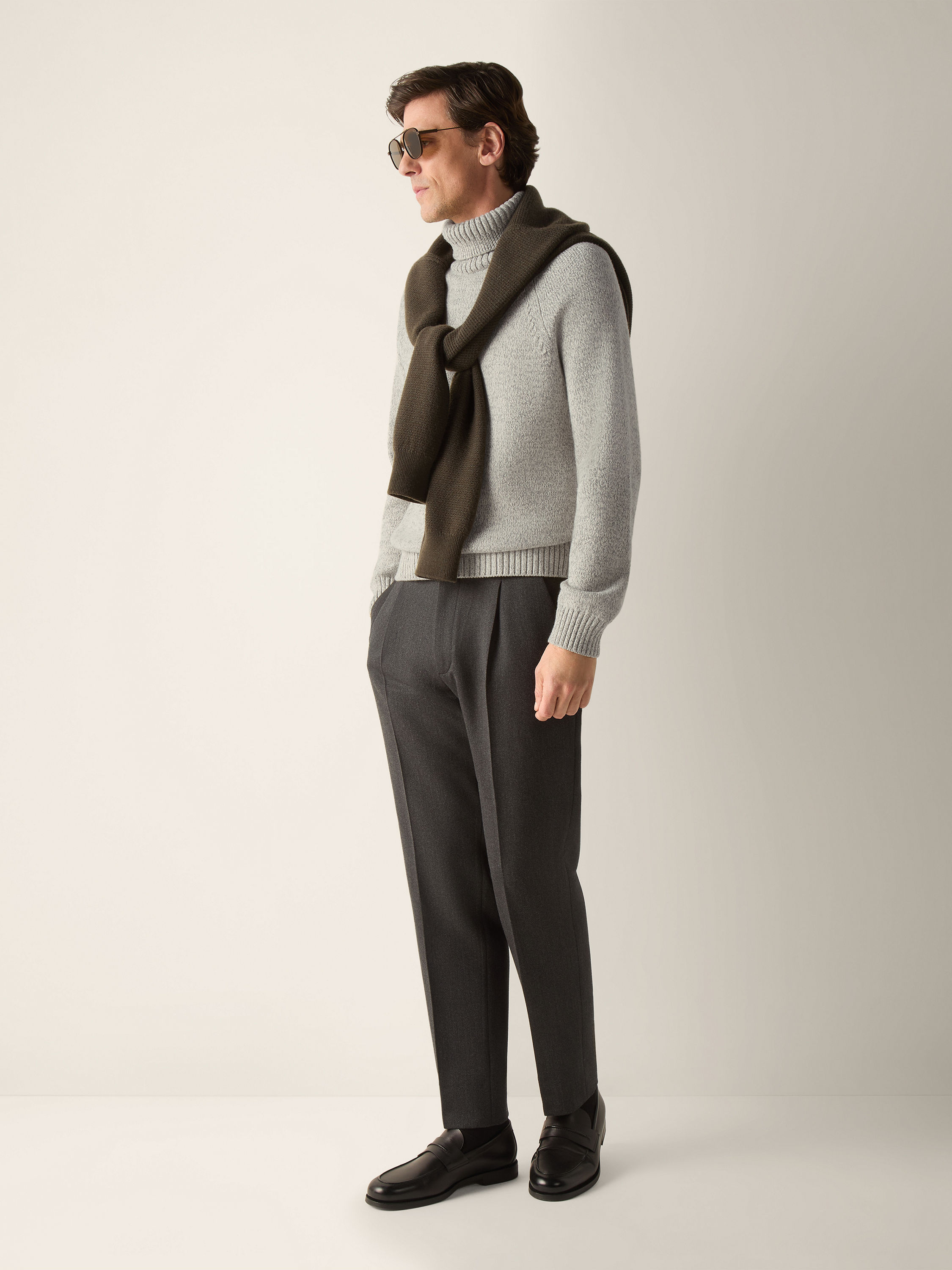 Cream White and Grey Vellus Aureum Turtleneck Product detail photo #2
