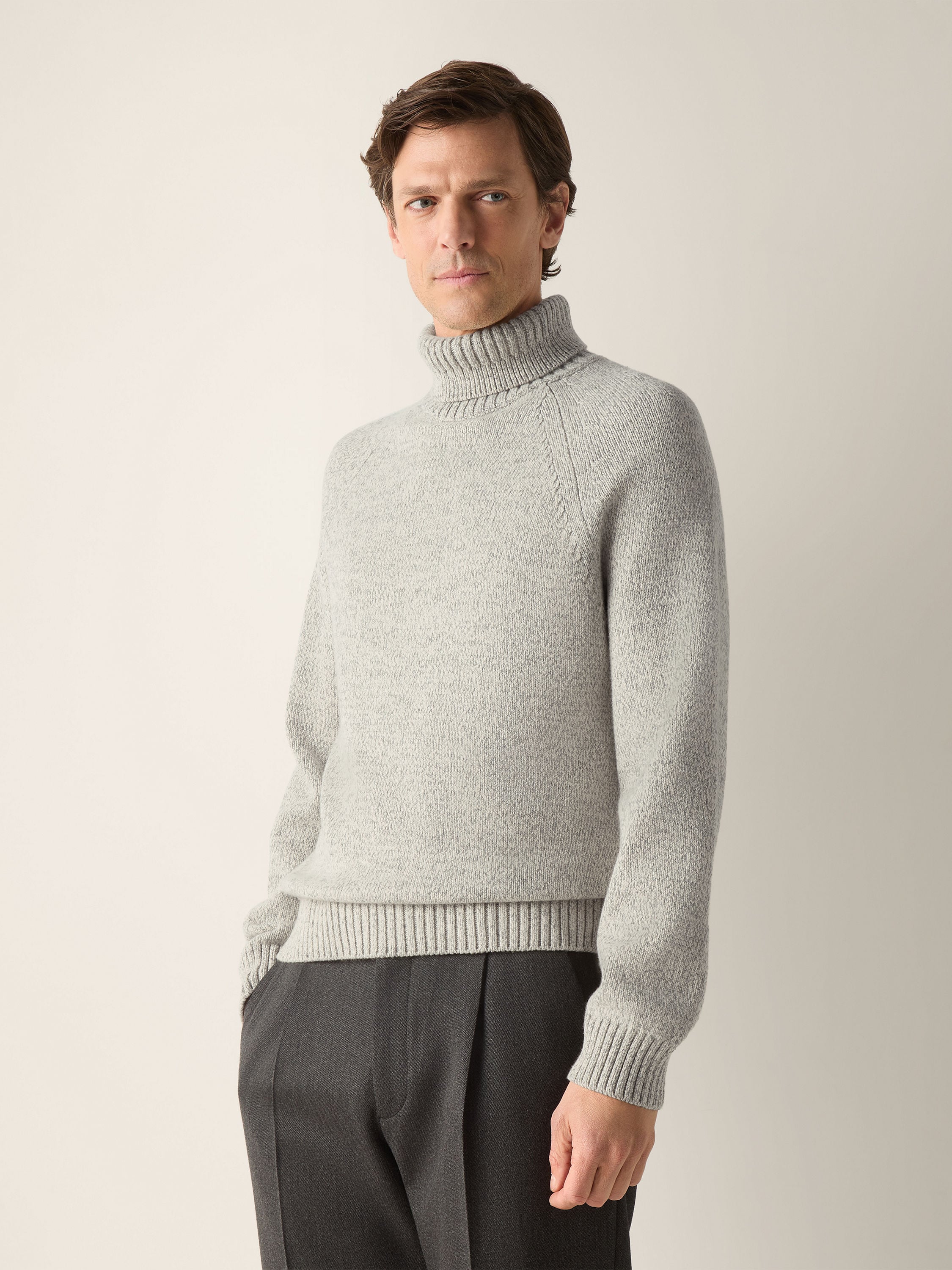 Cream White and Grey Vellus Aureum Turtleneck Product detail photo #3