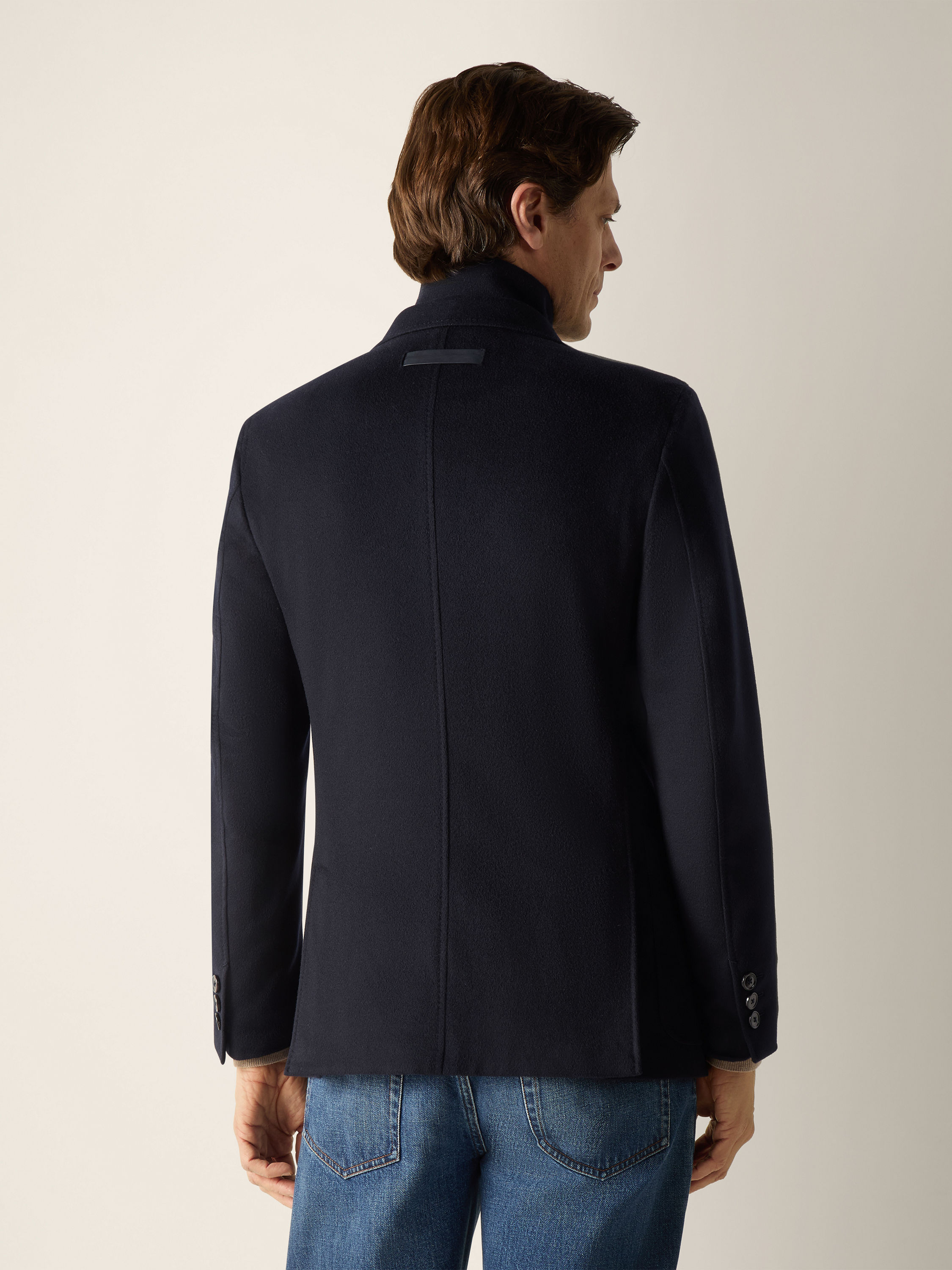 Navy Blue Oasi Cashmere Jacket Product detail photo #5