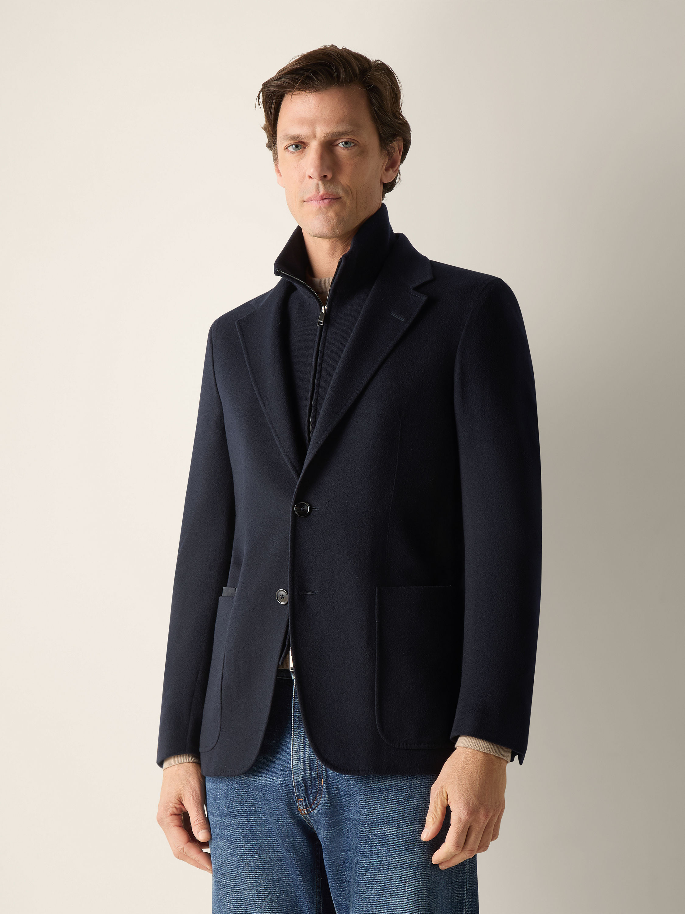 Navy Blue Oasi Cashmere Jacket Product detail photo #3