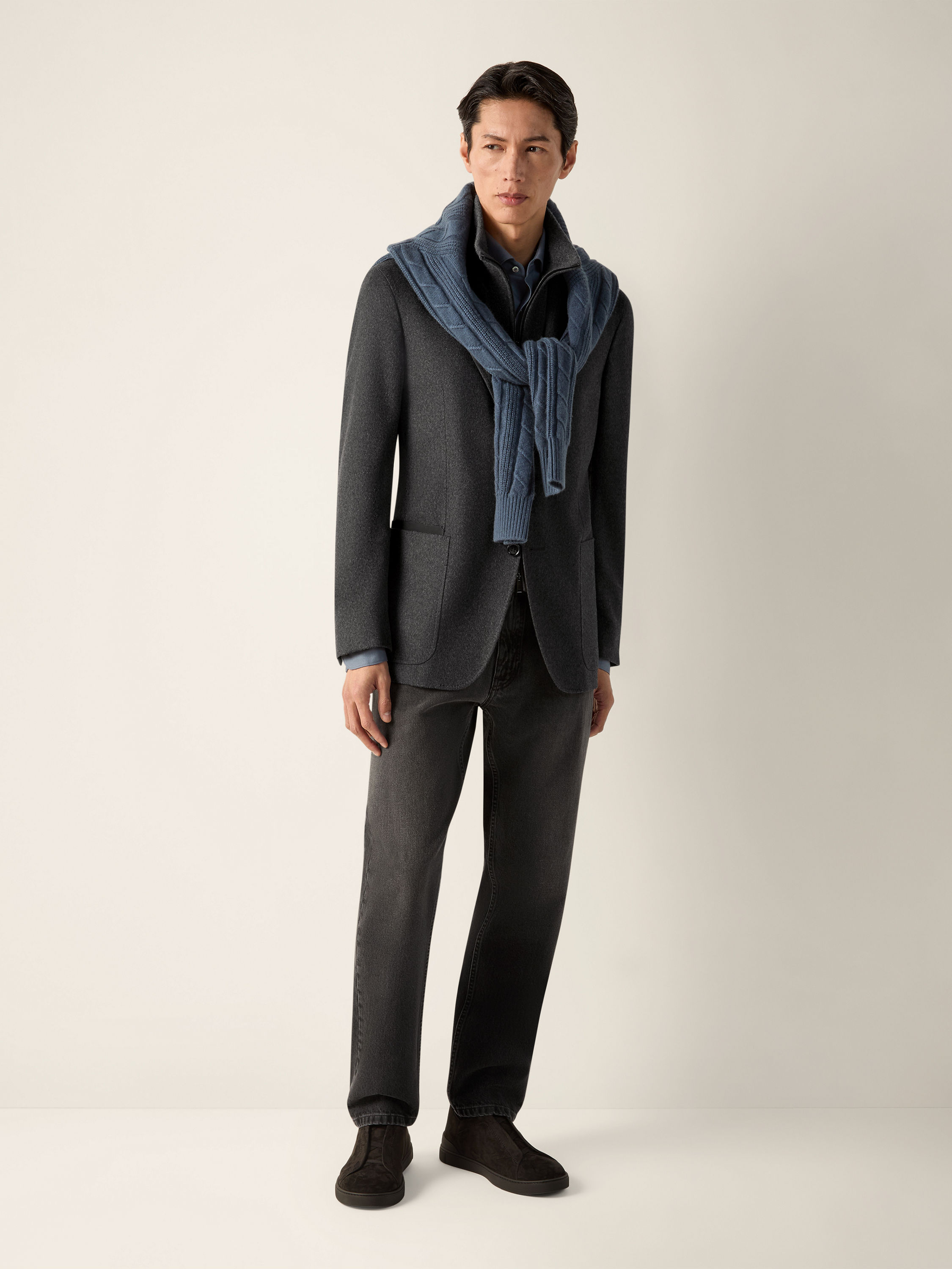 Dark Grey Mélange Oasi Cashmere Jacket Product detail photo #1