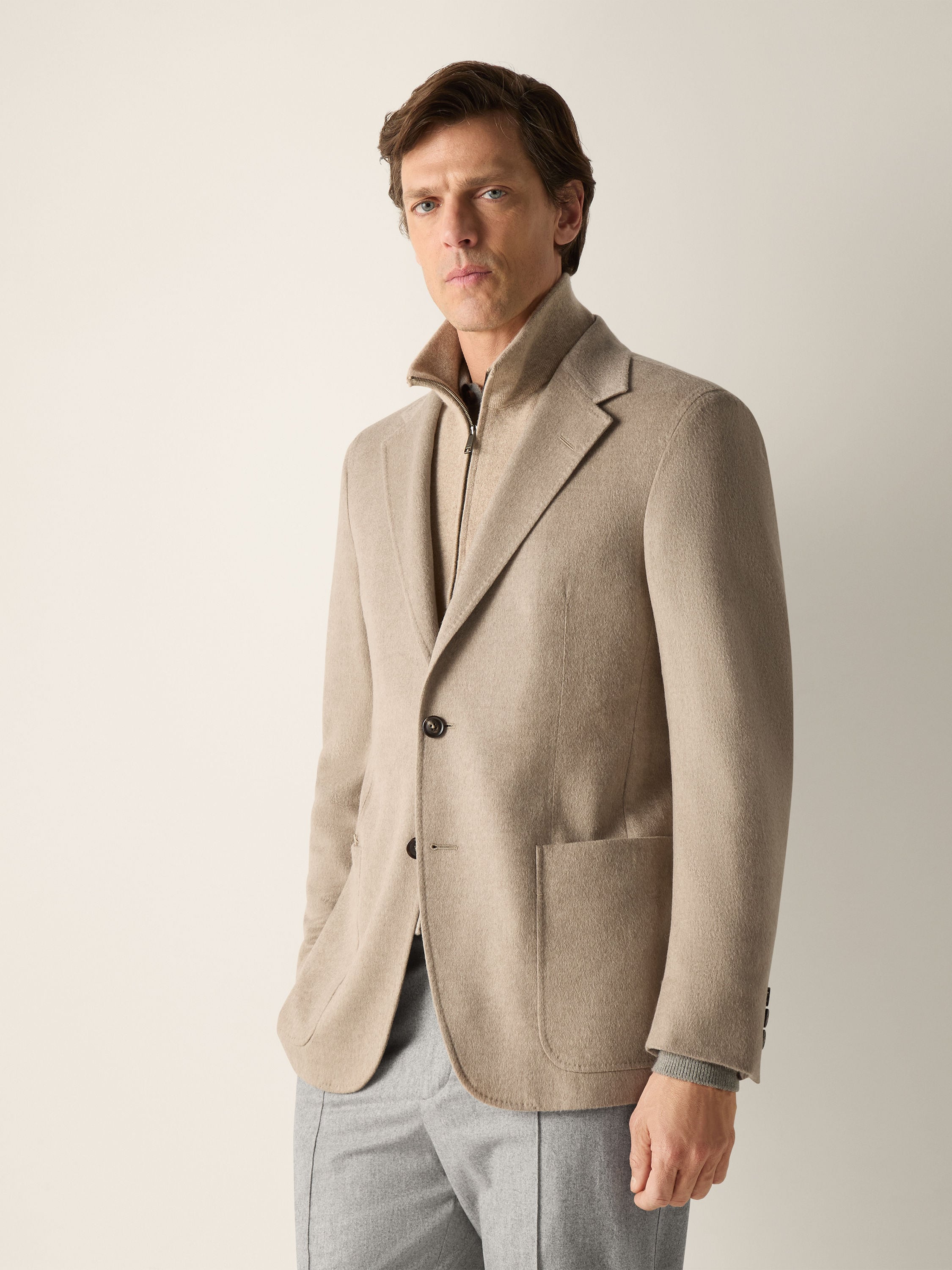 Light Taupe Oasi Cashmere Jacket Product detail photo #3