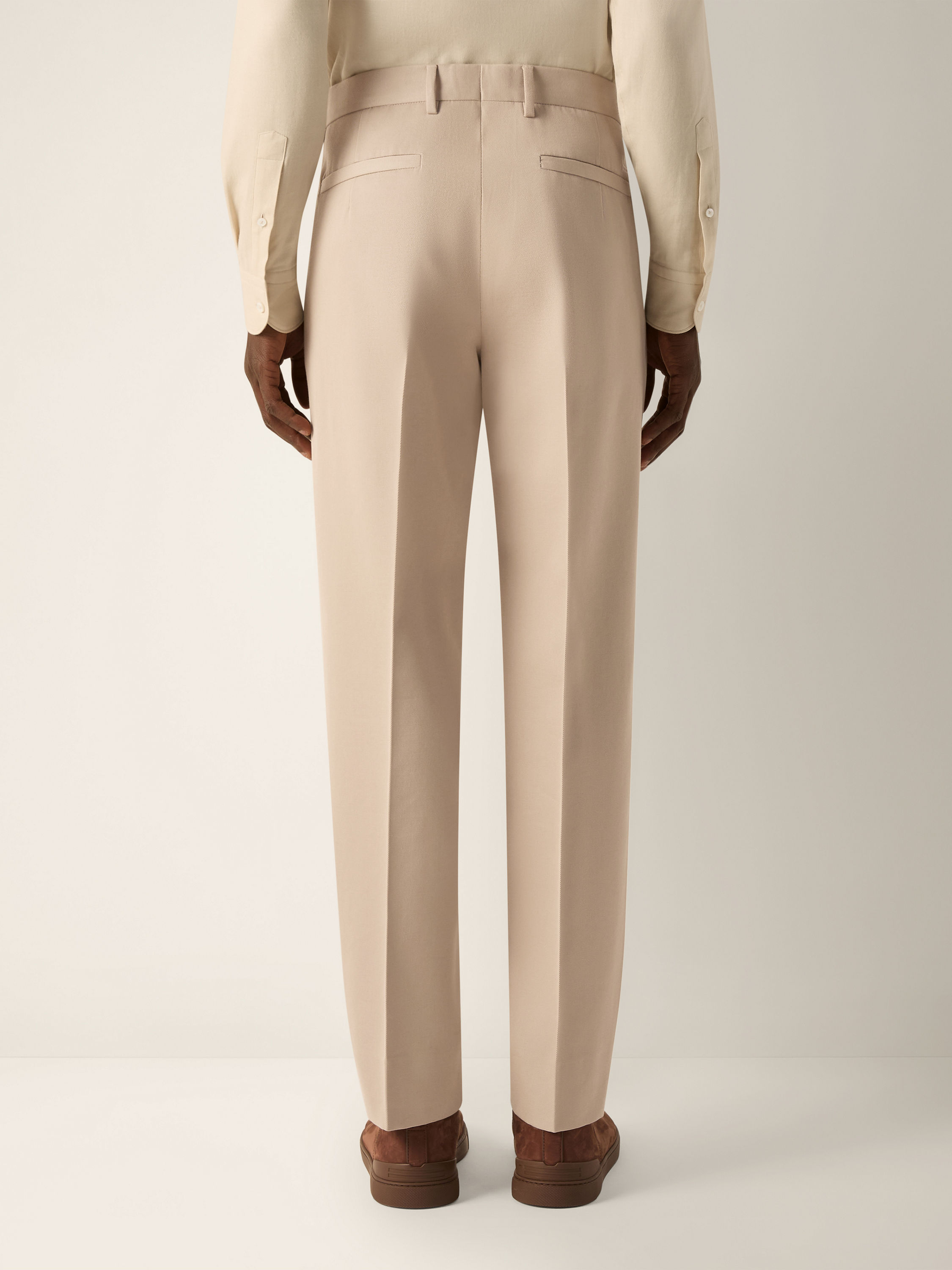 Light Taupe Cotton and Wool Pants Product detail photo #5