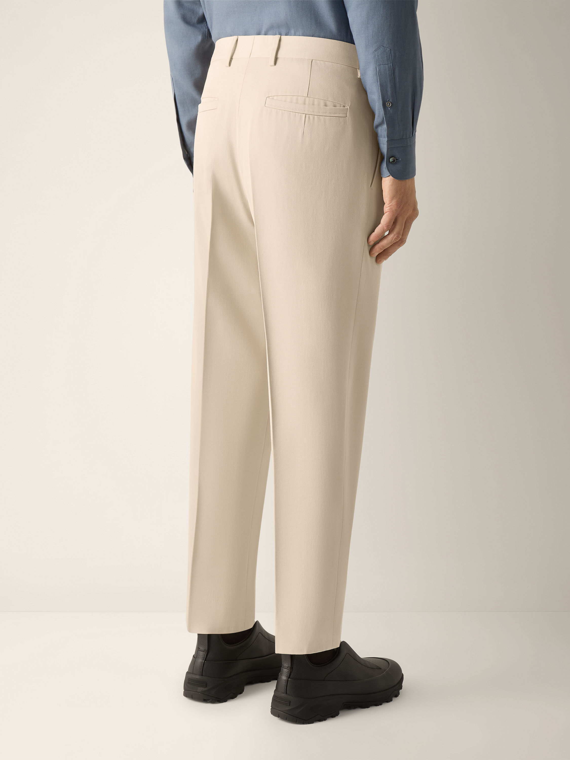 Cream White Cotton and Wool Pants Product detail photo #5