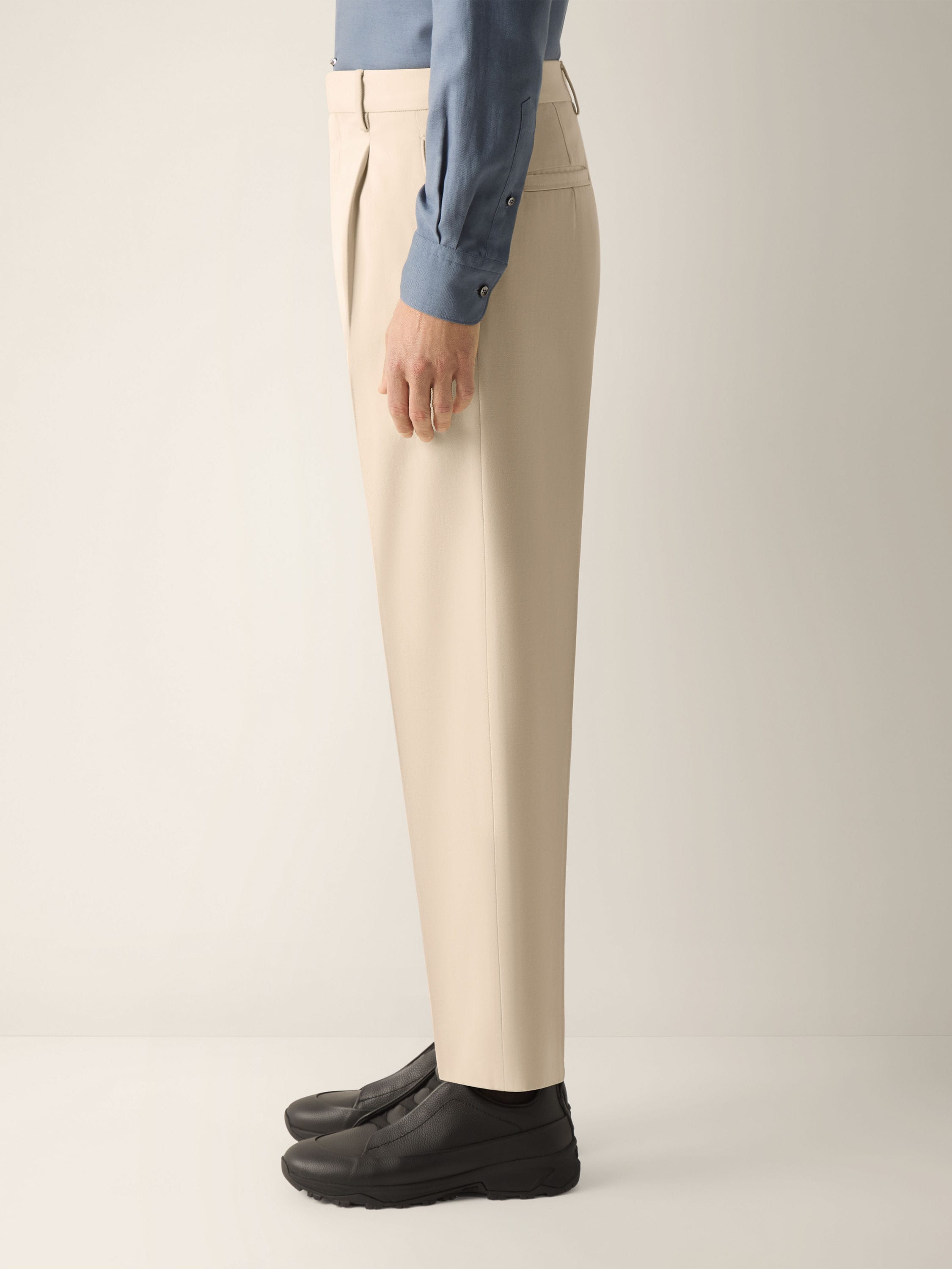 Cream White Cotton and Wool Pants Product detail photo #3