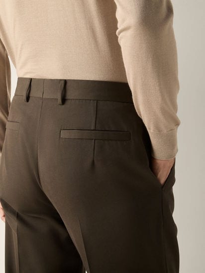 Dark Olive Green Cotton and Wool Pants FW26 39366991 | Zegna JP