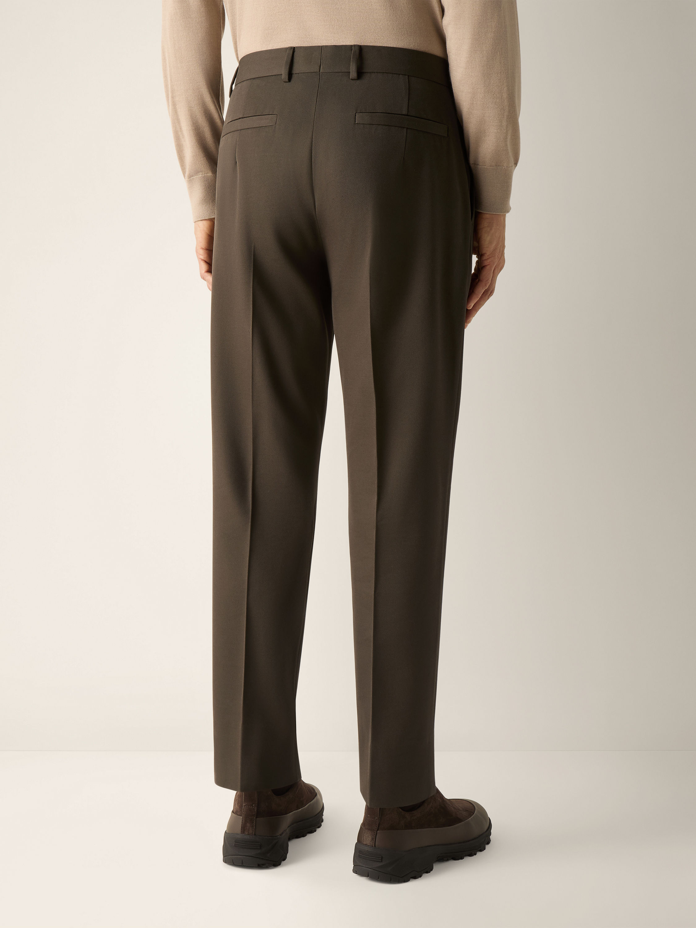 Dark Olive Green Cotton and Wool Pants Product detail photo #5