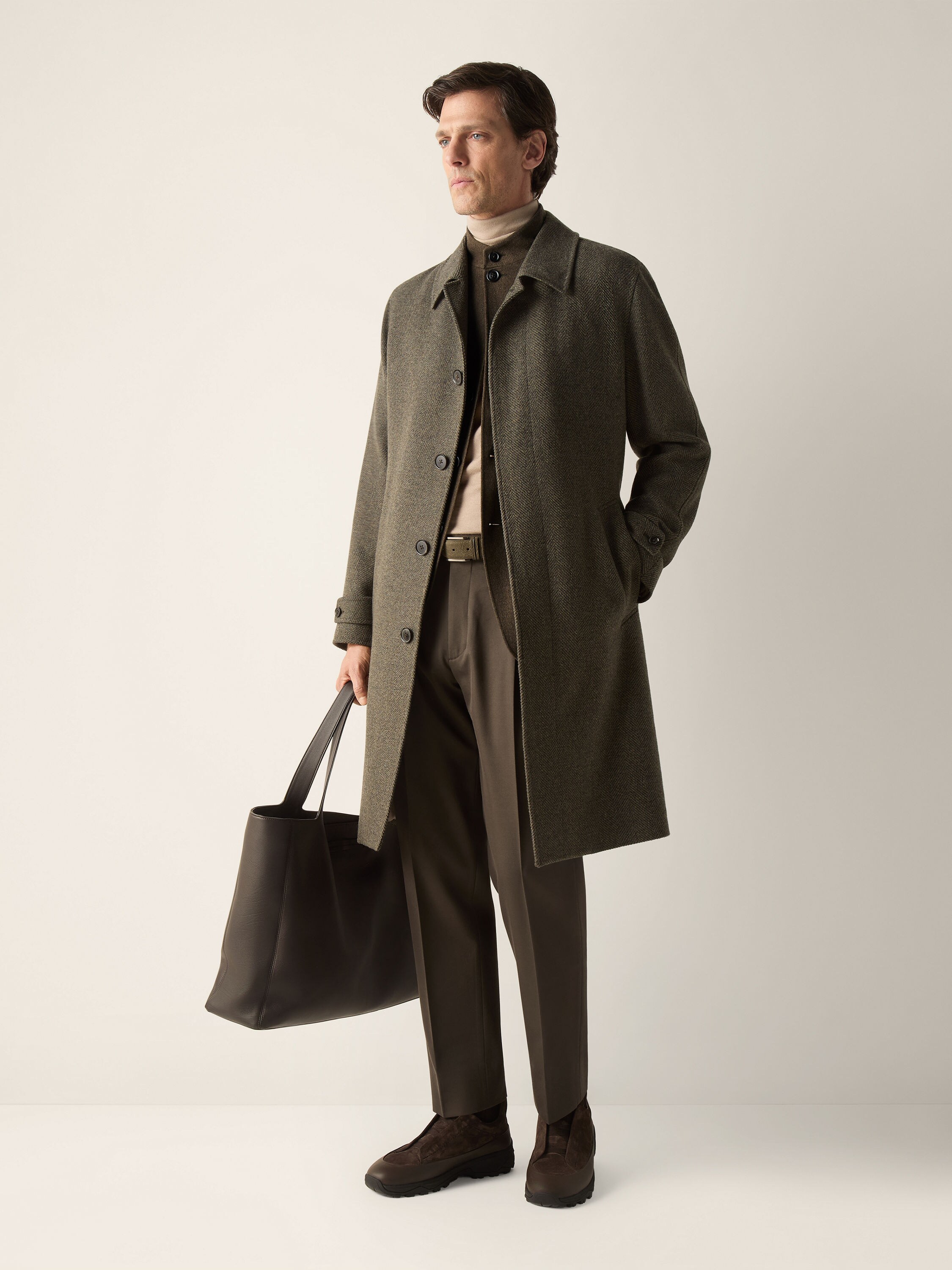Dark Olive Green Cotton and Wool Pants Product detail photo #2