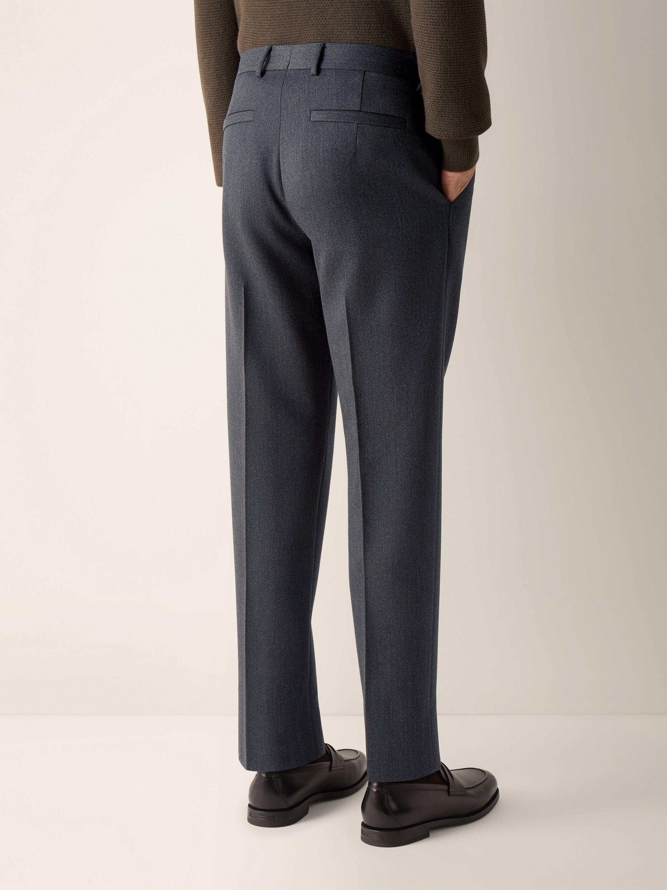 Dark Grey Mélange Wool and Cashmere Pants Product detail photo #5
