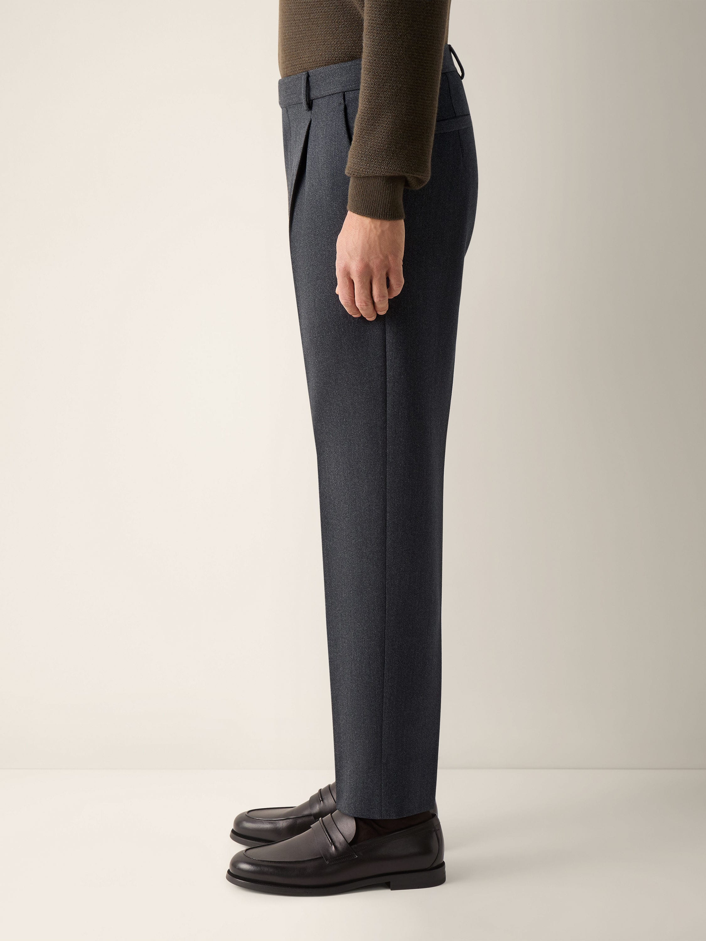 Dark Grey Mélange Wool and Cashmere Pants Product detail photo #3