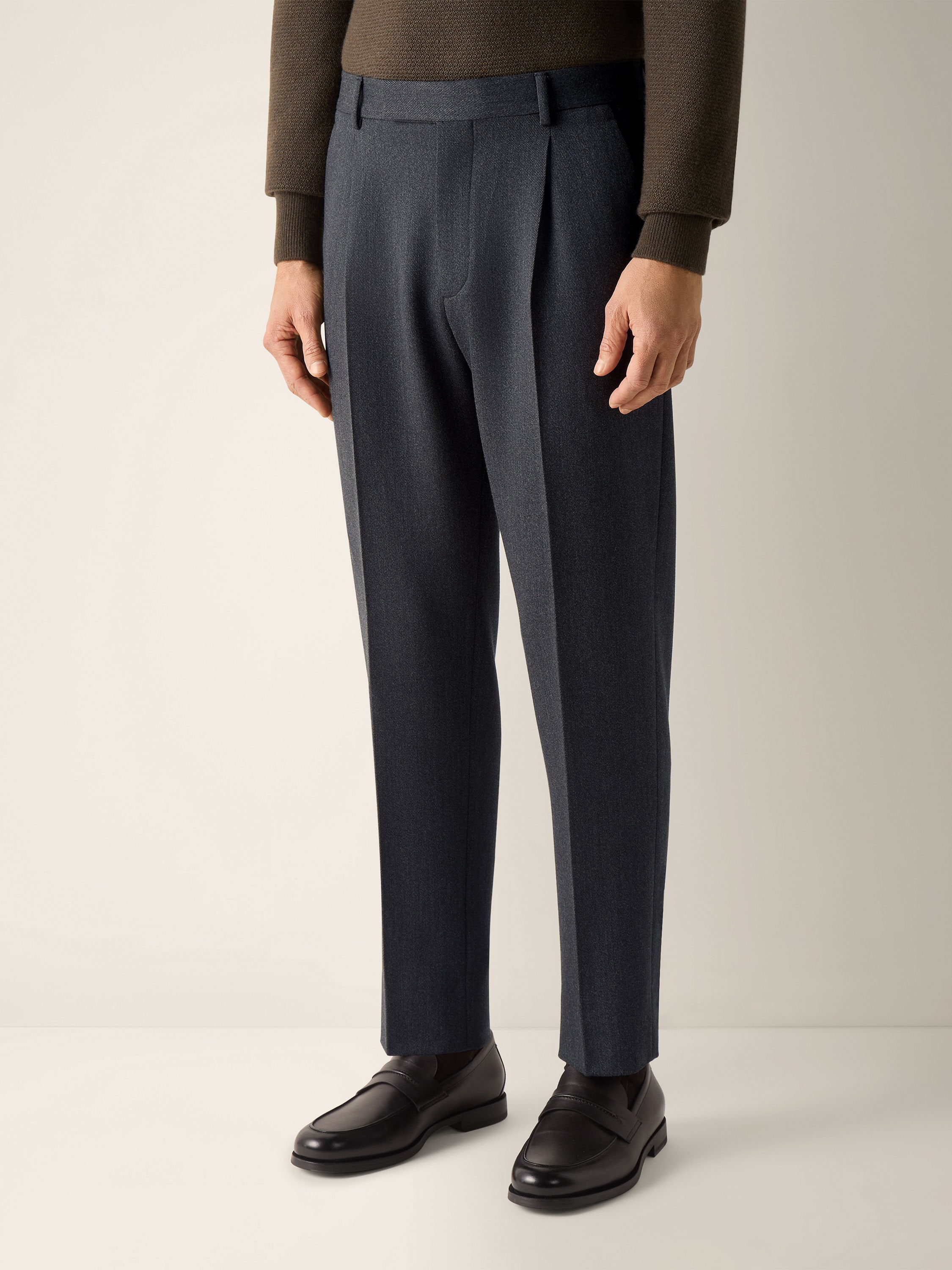 Dark Grey Mélange Wool and Cashmere Pants Product detail photo #4