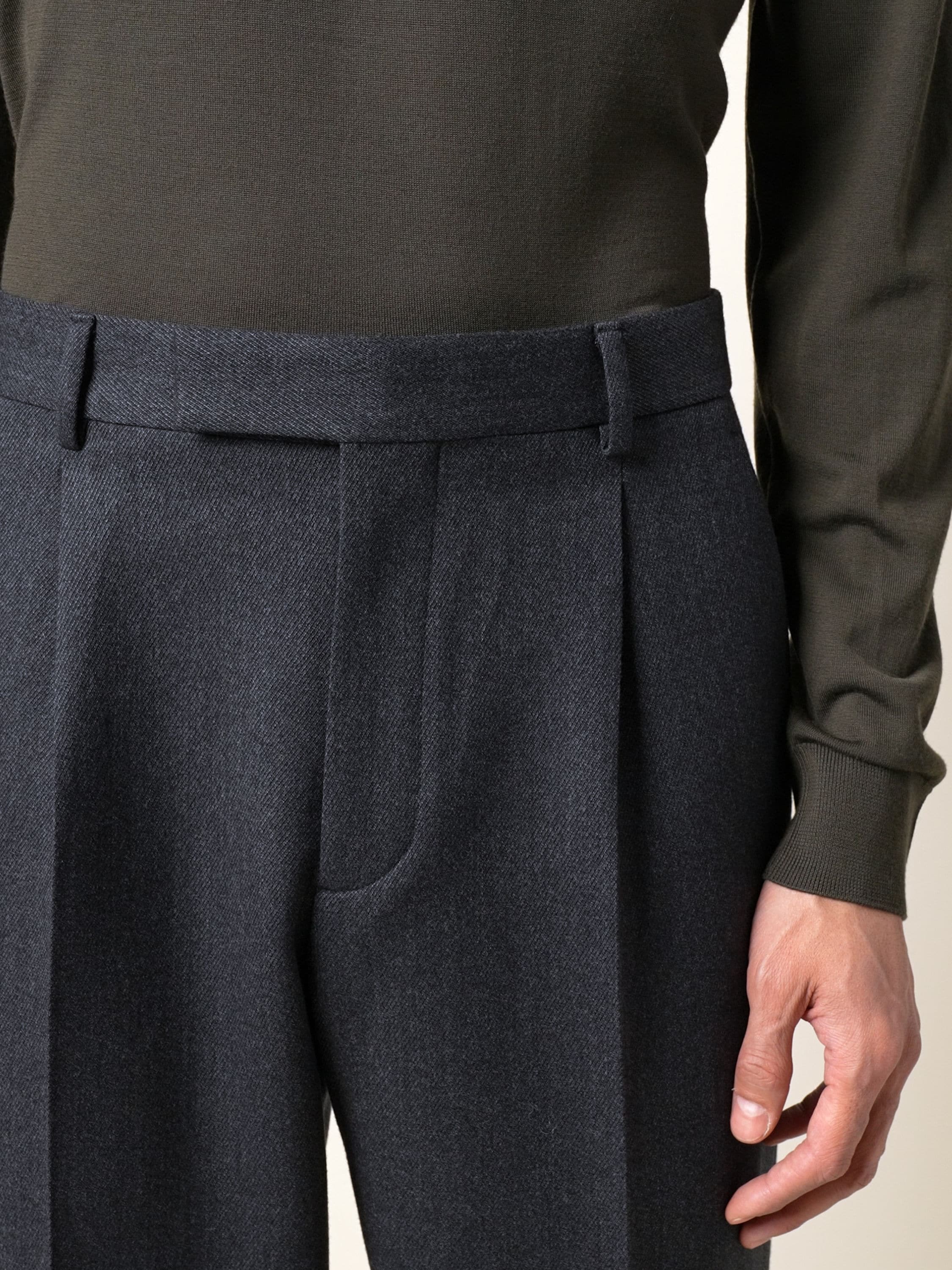 Dark Grey Mélange Wool and Cashmere Pants FW26 39366650 | Zegna US