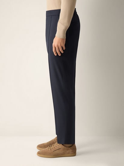 Navy Blue Wool Silk and Cashmere Pants FW26 39366959 | Zegna SE