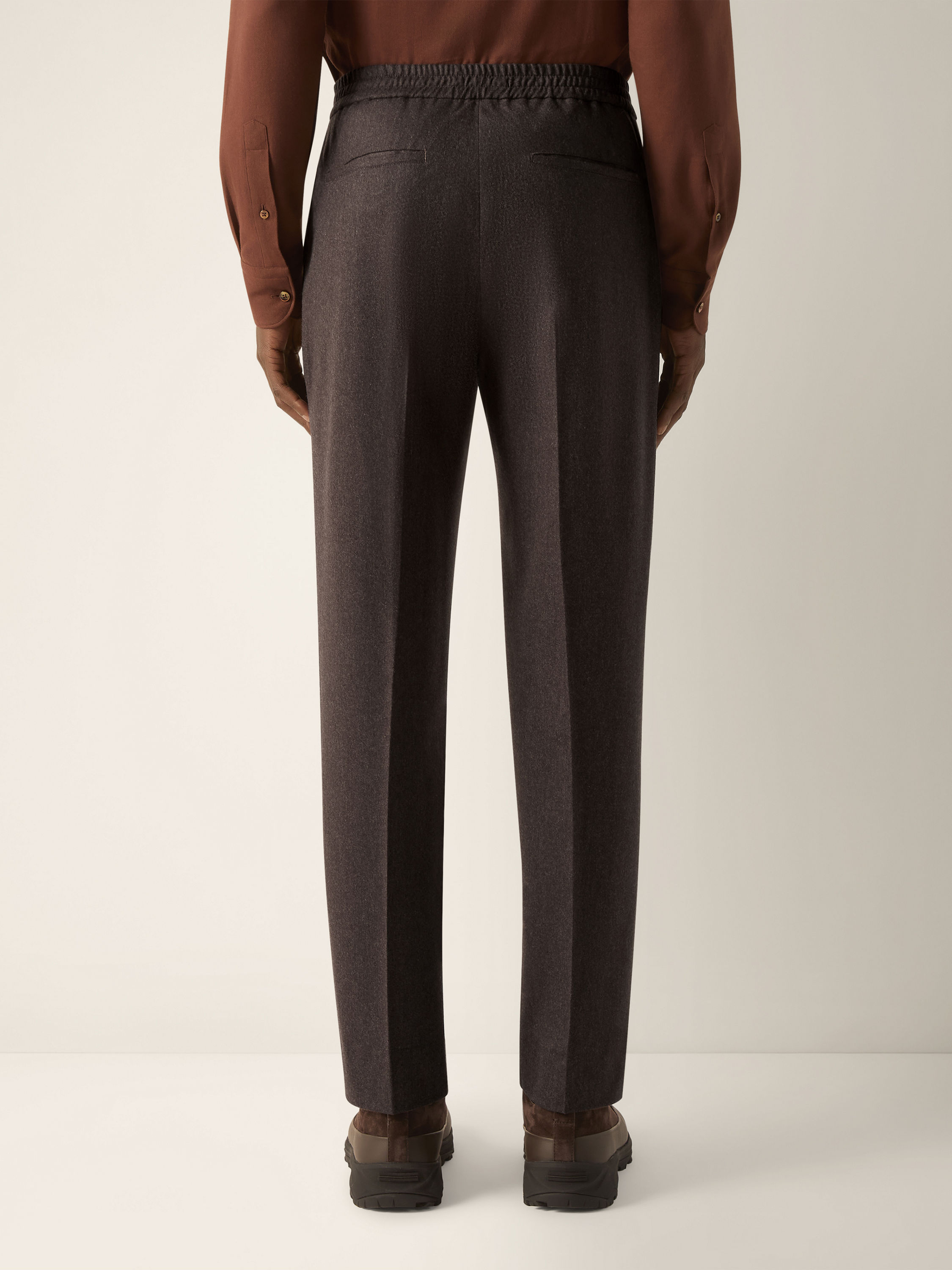 Dark Brown Wool Silk and Cashmere Pants Product detail photo #5