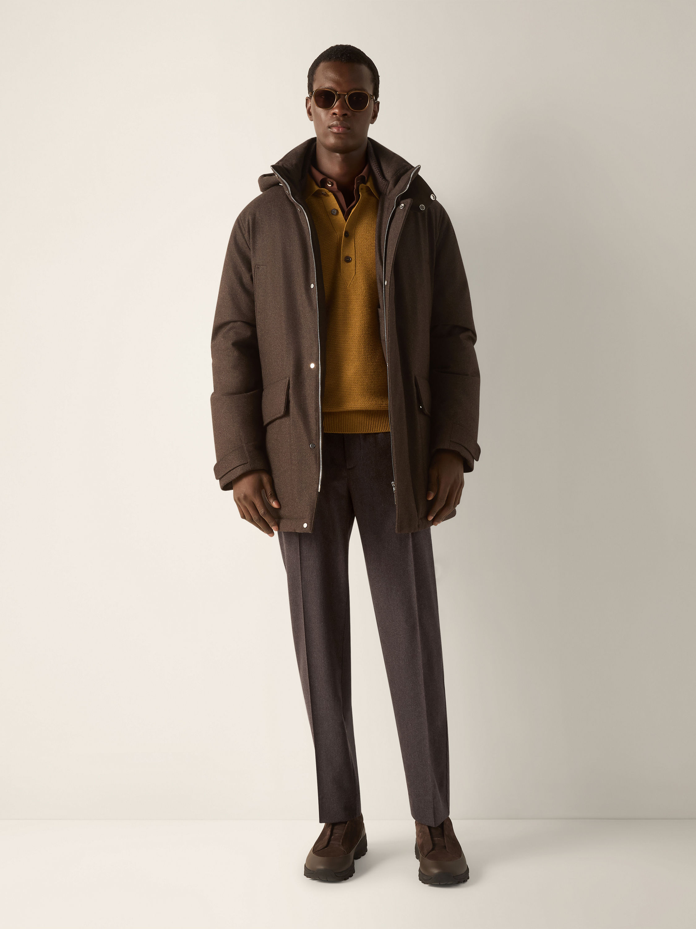 Dark Brown Wool Silk and Cashmere Pants Product detail photo #2