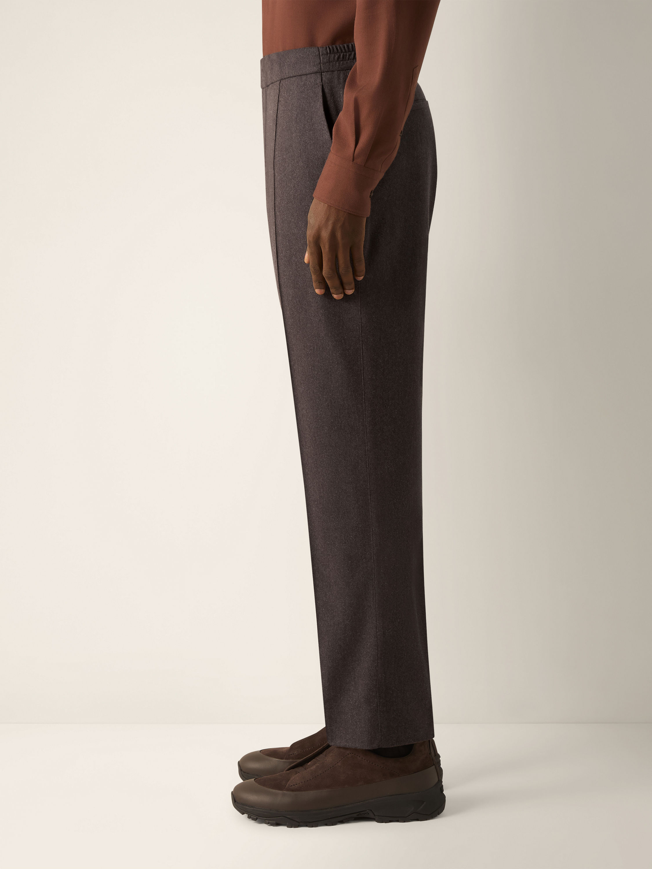 Dark Brown Wool Silk and Cashmere Pants Product detail photo #3