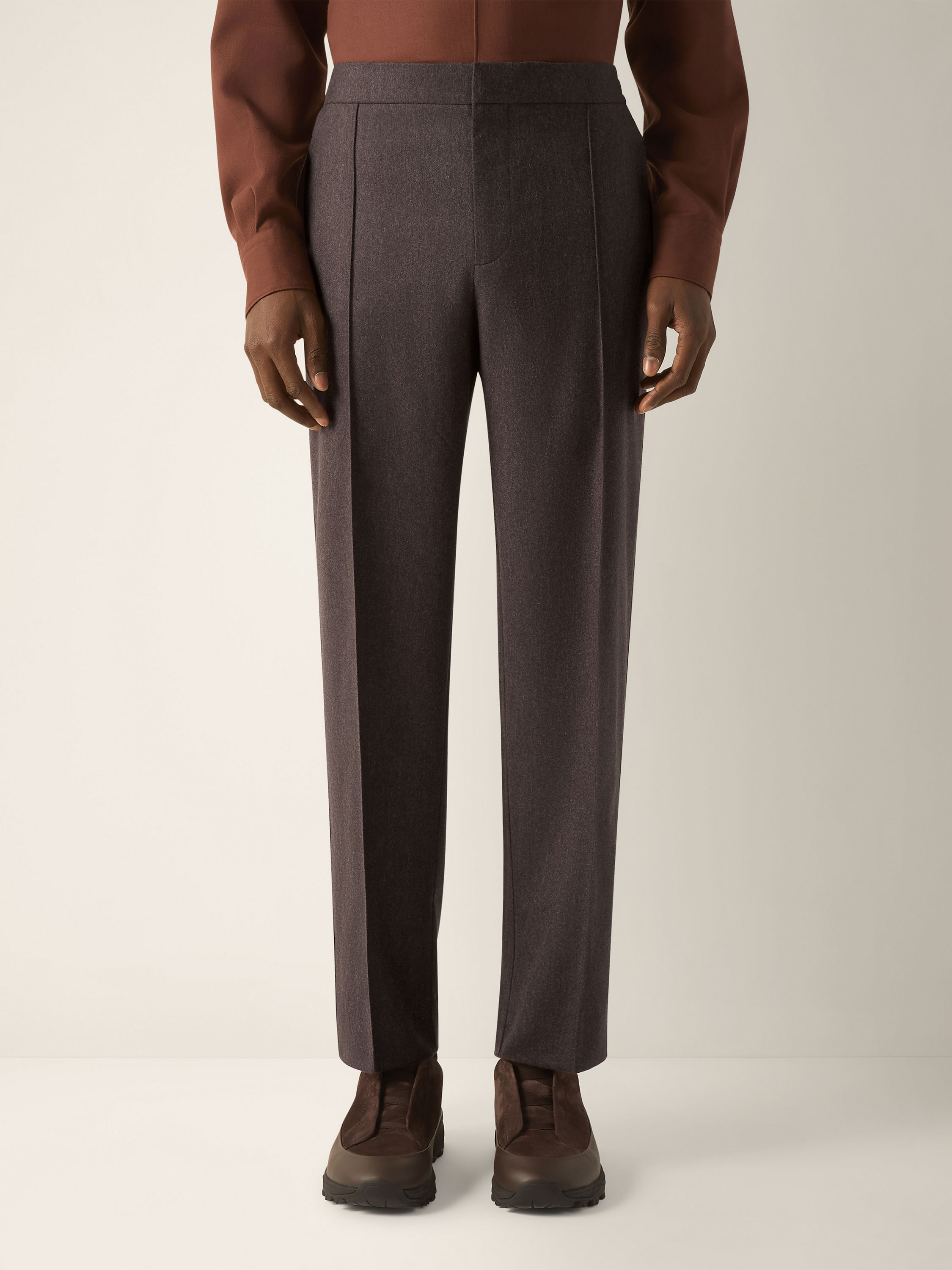 Dark Brown Wool Silk and Cashmere Pants Product detail photo #4