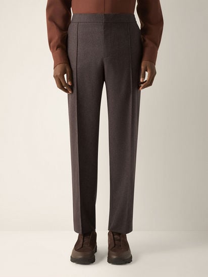 Dark Brown Wool Silk and Cashmere Pants FW26 39367133 | Zegna US