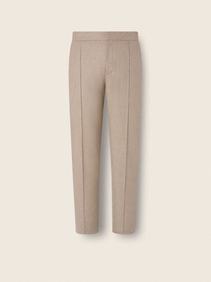 Light Taupe Mélange Wool Silk and Cashmere Pants FW26 39367481