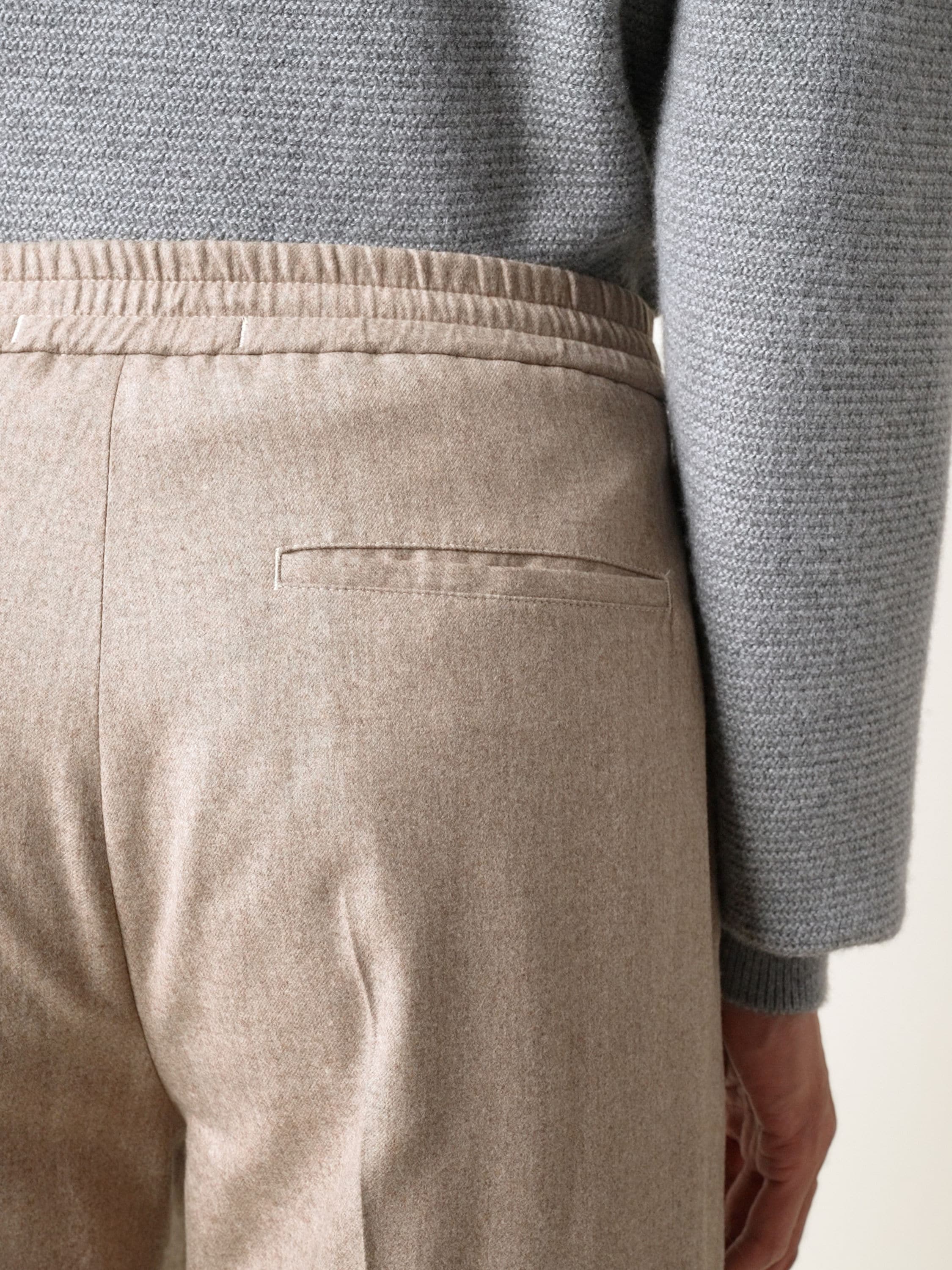 Light Taupe Mélange Wool Silk and Cashmere Pants FW26 39367481