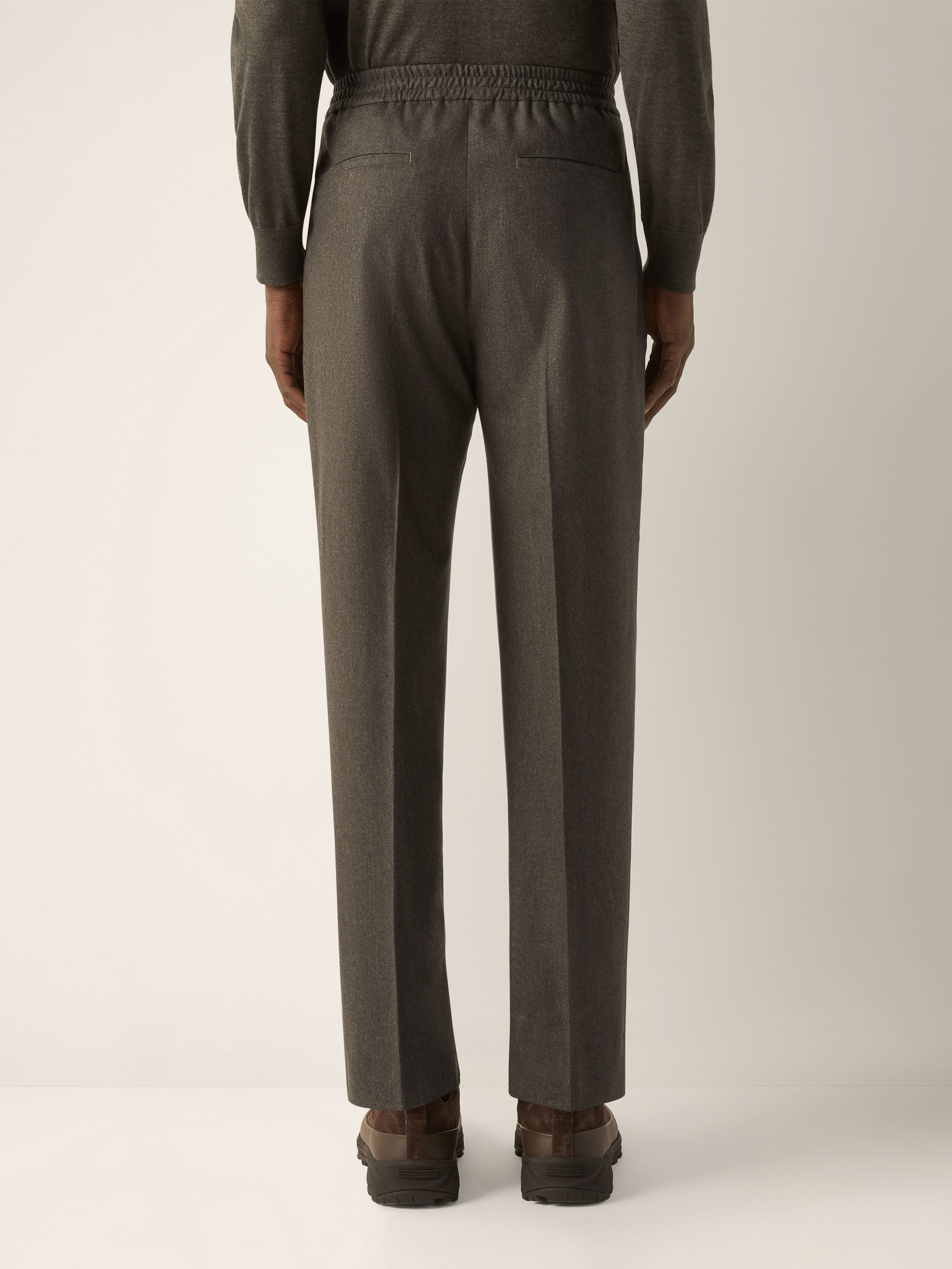 Dark Olive Green Wool Silk and Cashmere Pants Product detail photo #4