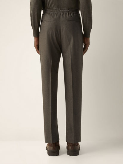 Dark Olive Green Wool Silk and Cashmere Pants FW26 39375948 | Zegna US