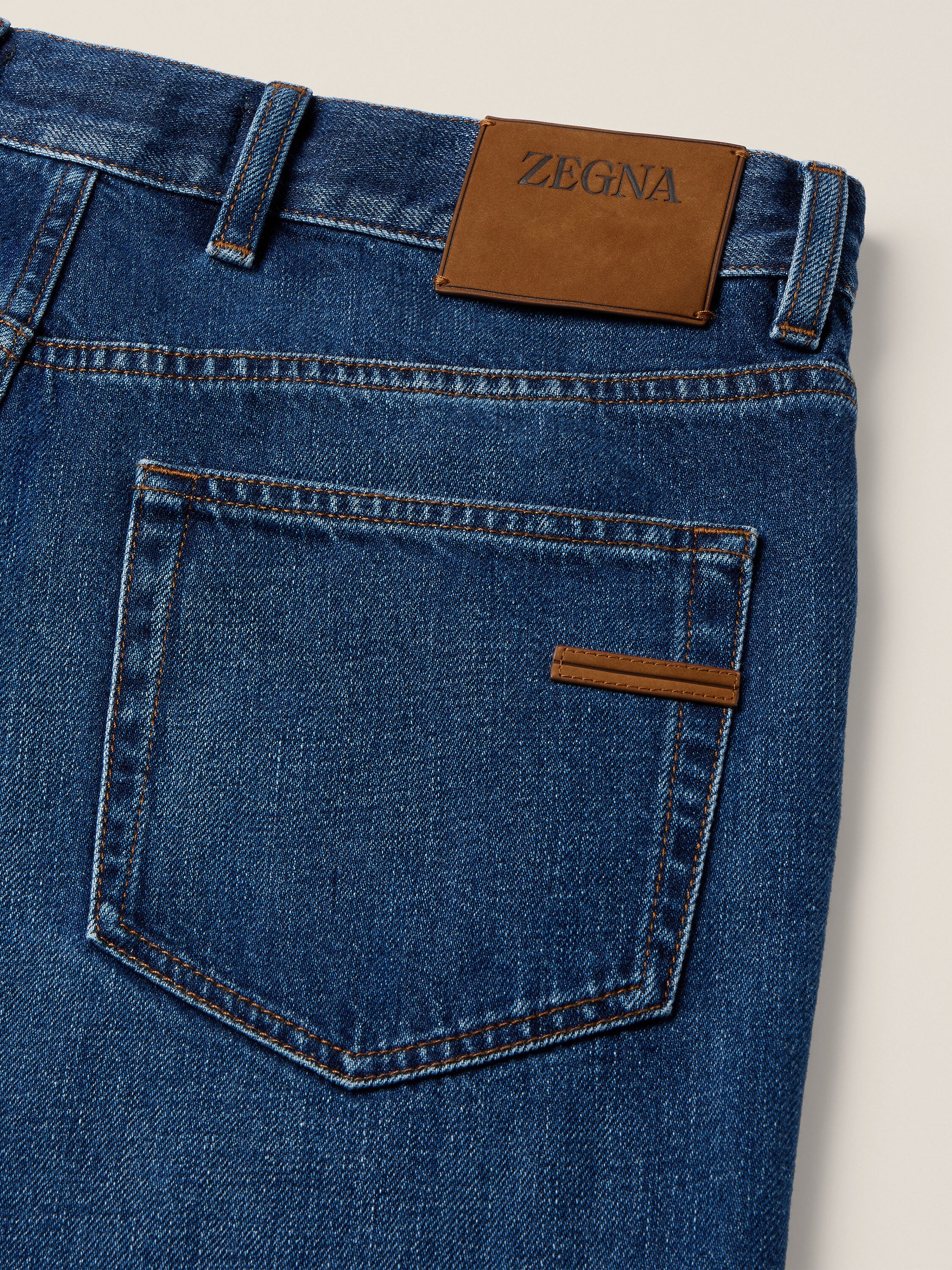 Dark Blue Cotton Roccia Jeans Product detail photo #2