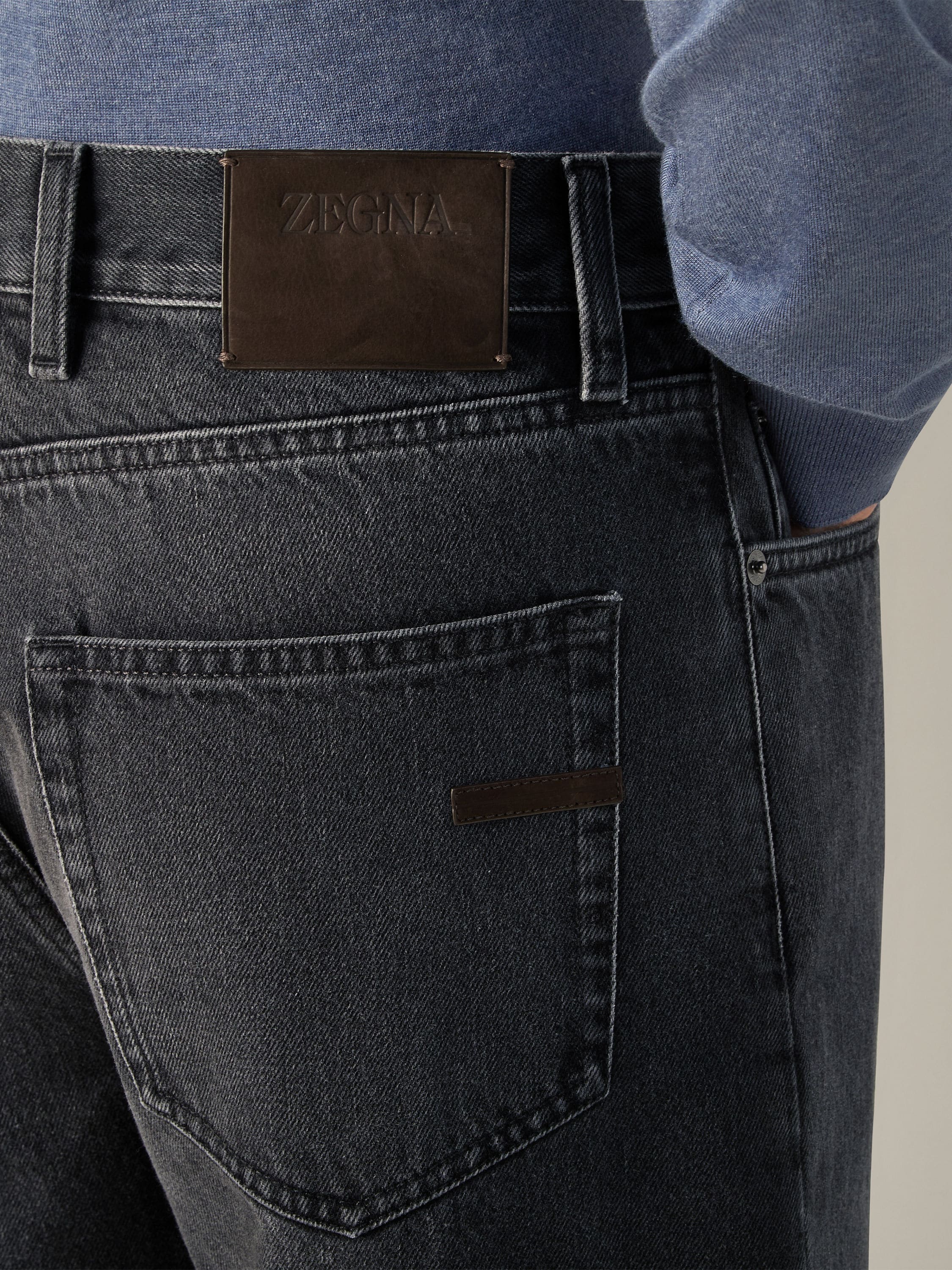 Dark Grey Cotton Roccia Jeans Product detail photo #1