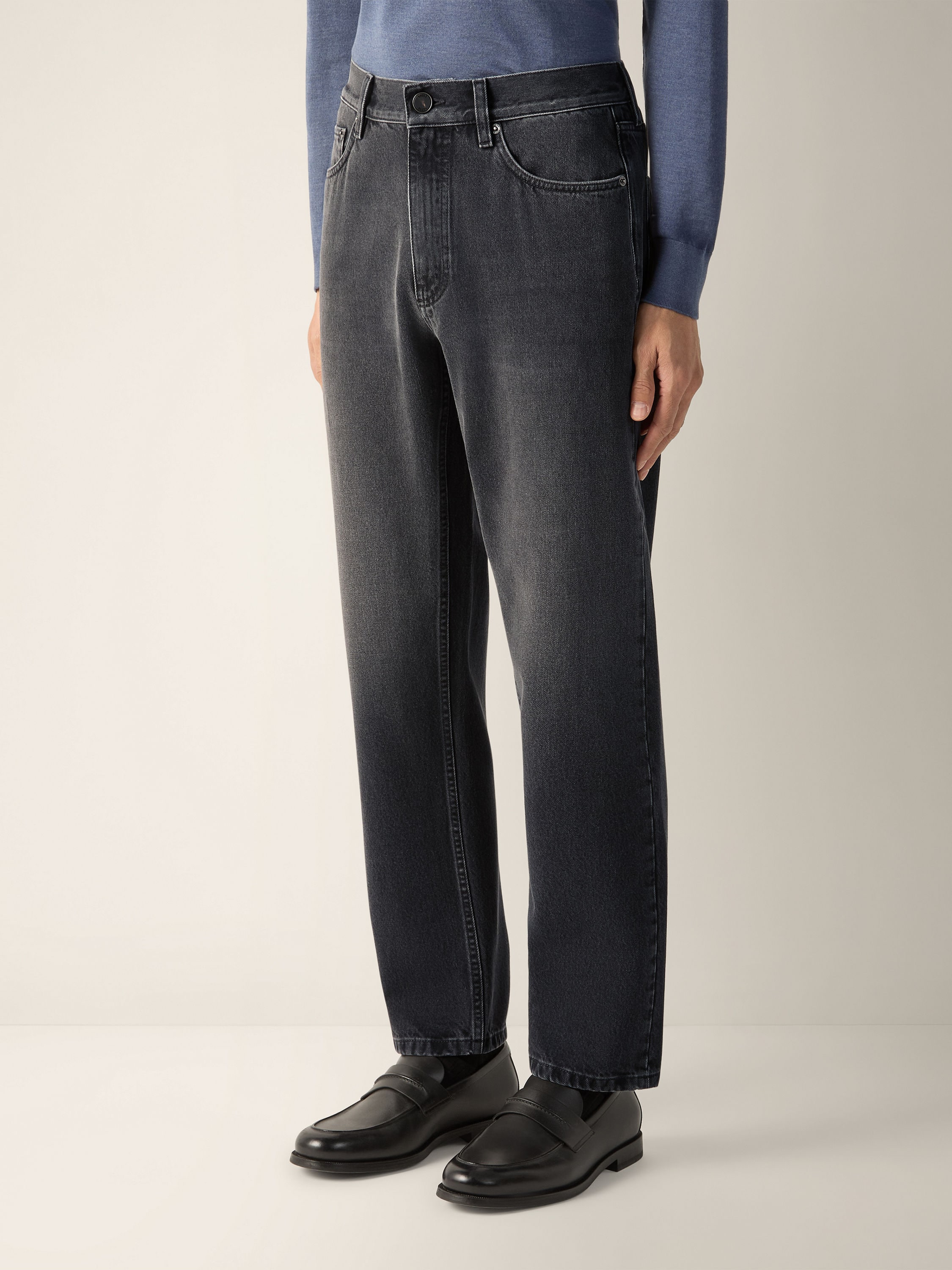 Dark Grey Cotton Roccia Jeans Product detail photo #3