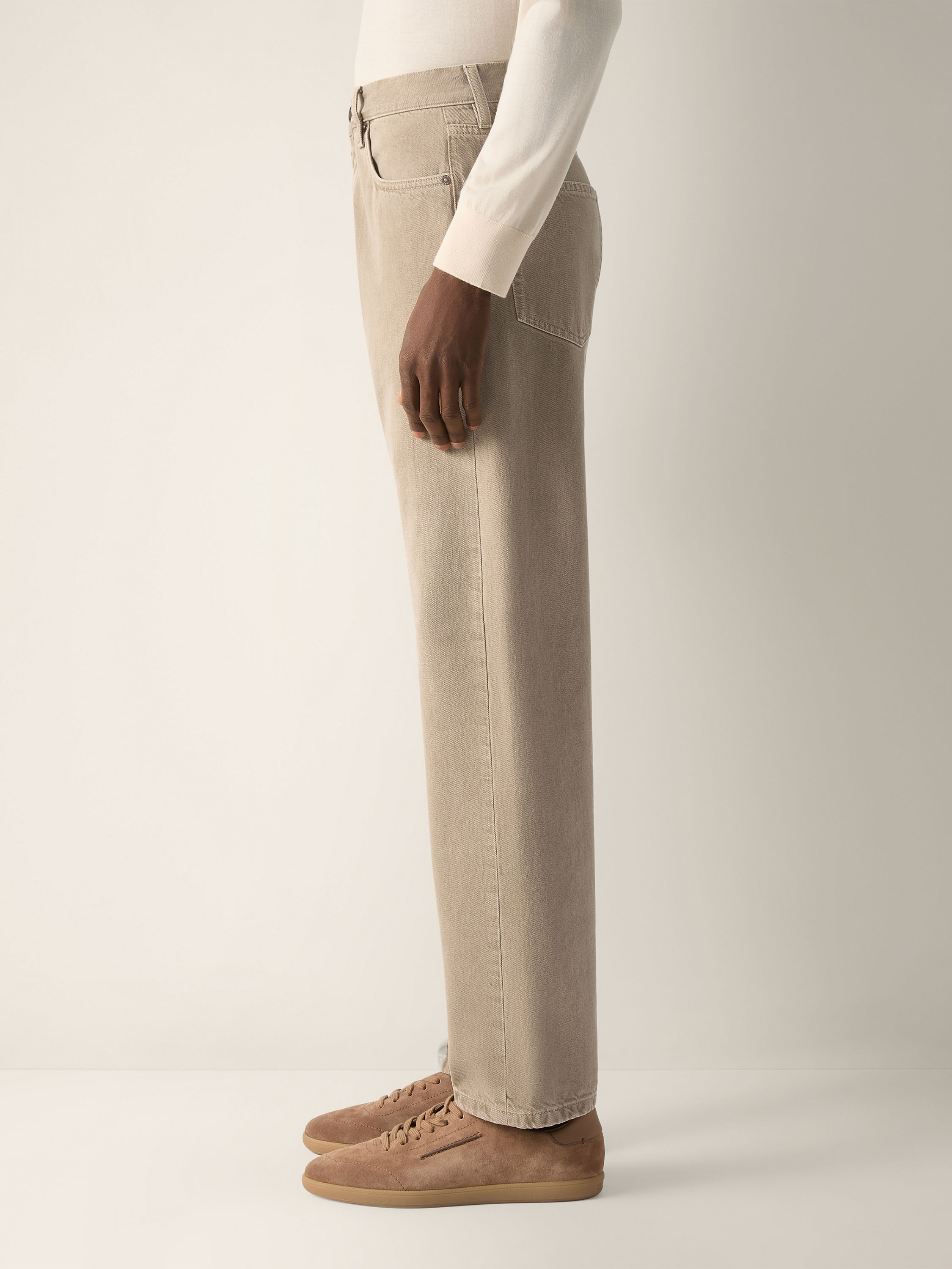 Light Taupe Cotton Roccia Pants Product detail photo #3