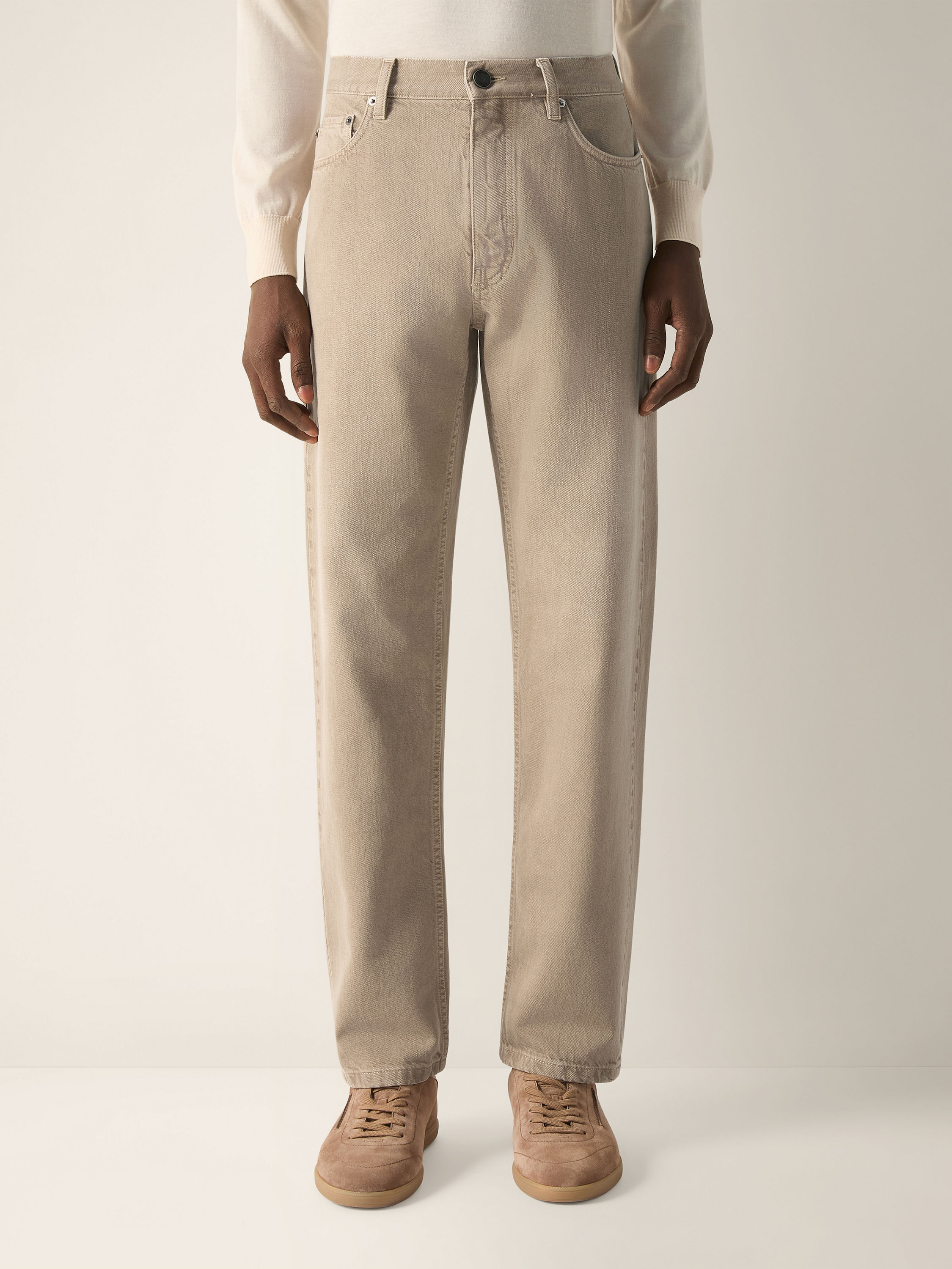 Light Taupe Cotton Roccia Pants Product detail photo #4